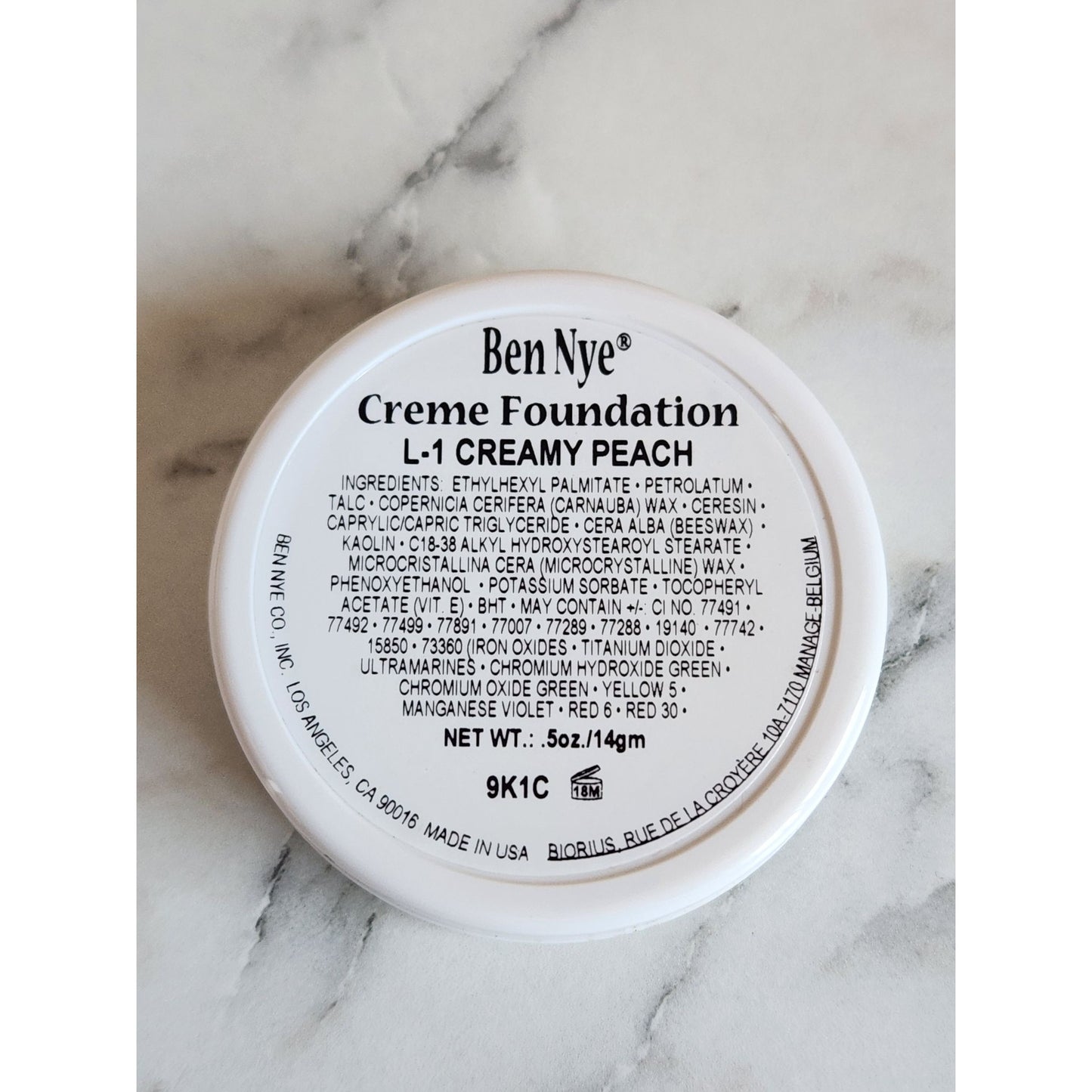 Ben Nye Creme Foundation L-1 Creamy Peach 0.5 Oz Makeup