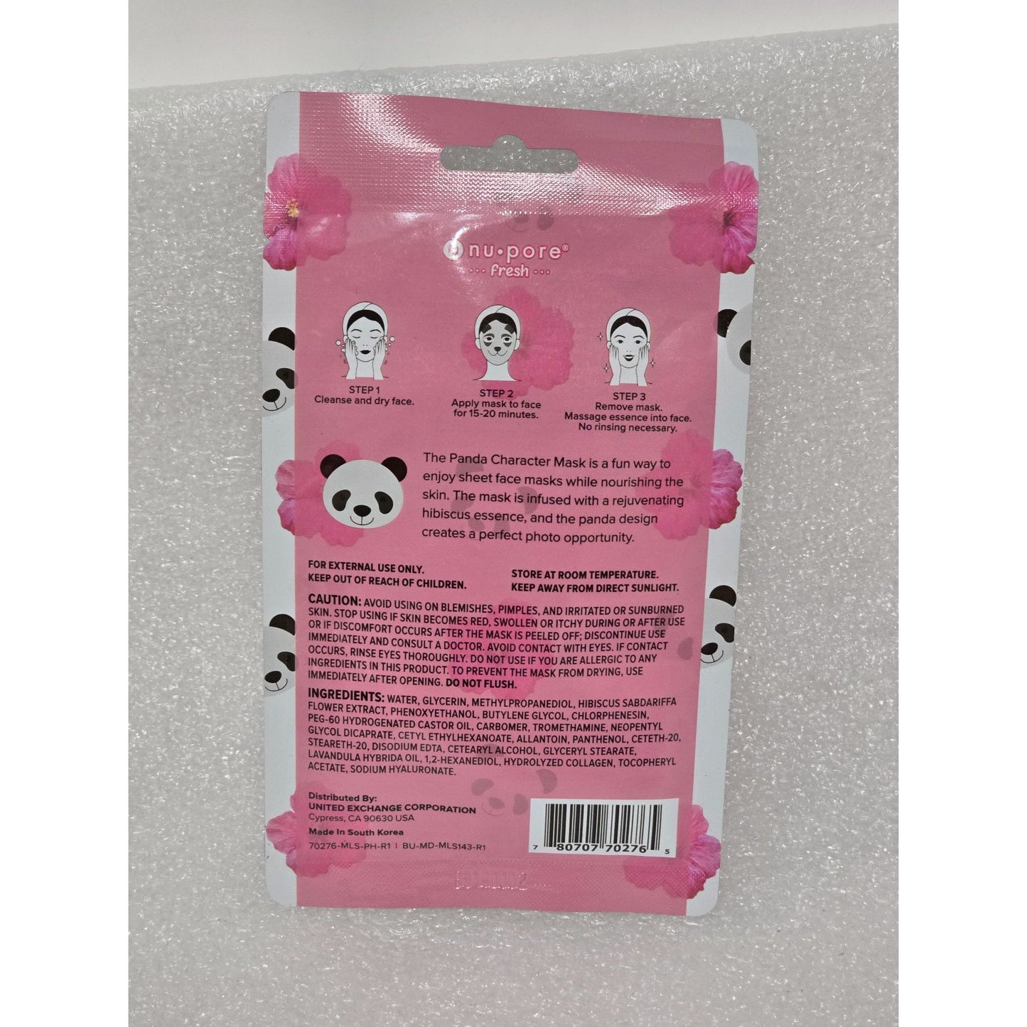 Nu-Pore Character Face Mask Panda Design With Hibiscus Extract