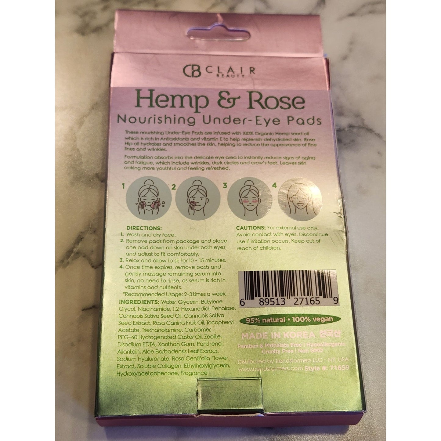 Clair Hemp & Rose Nourishing Under-Eye Pods 5 Pairs Repair Dark Circles