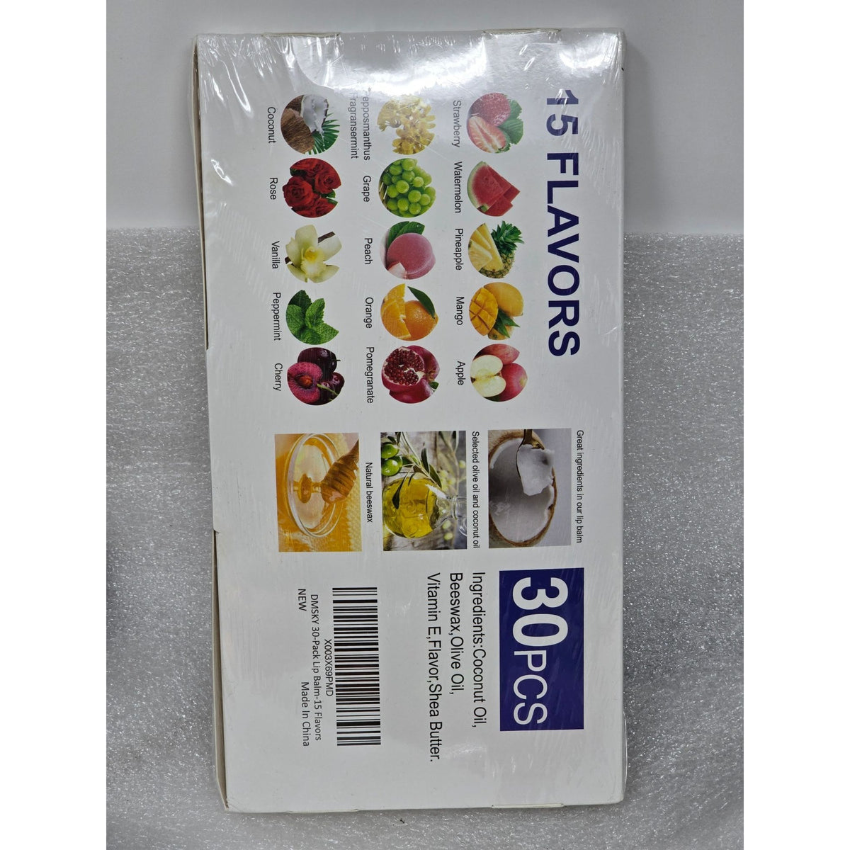 Dmsky Lip Balm Set 30 Pcs 15 Flavors 100% Natural Moisturizing & Soothing