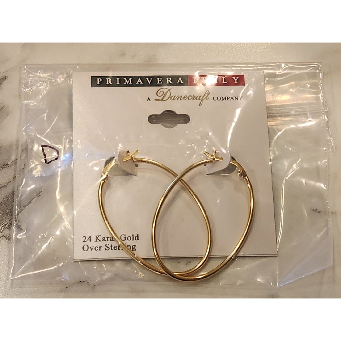 24 Karat Gold Over Sterling Oval Hoop Earrings Primavera Italy Dancecraft Co.