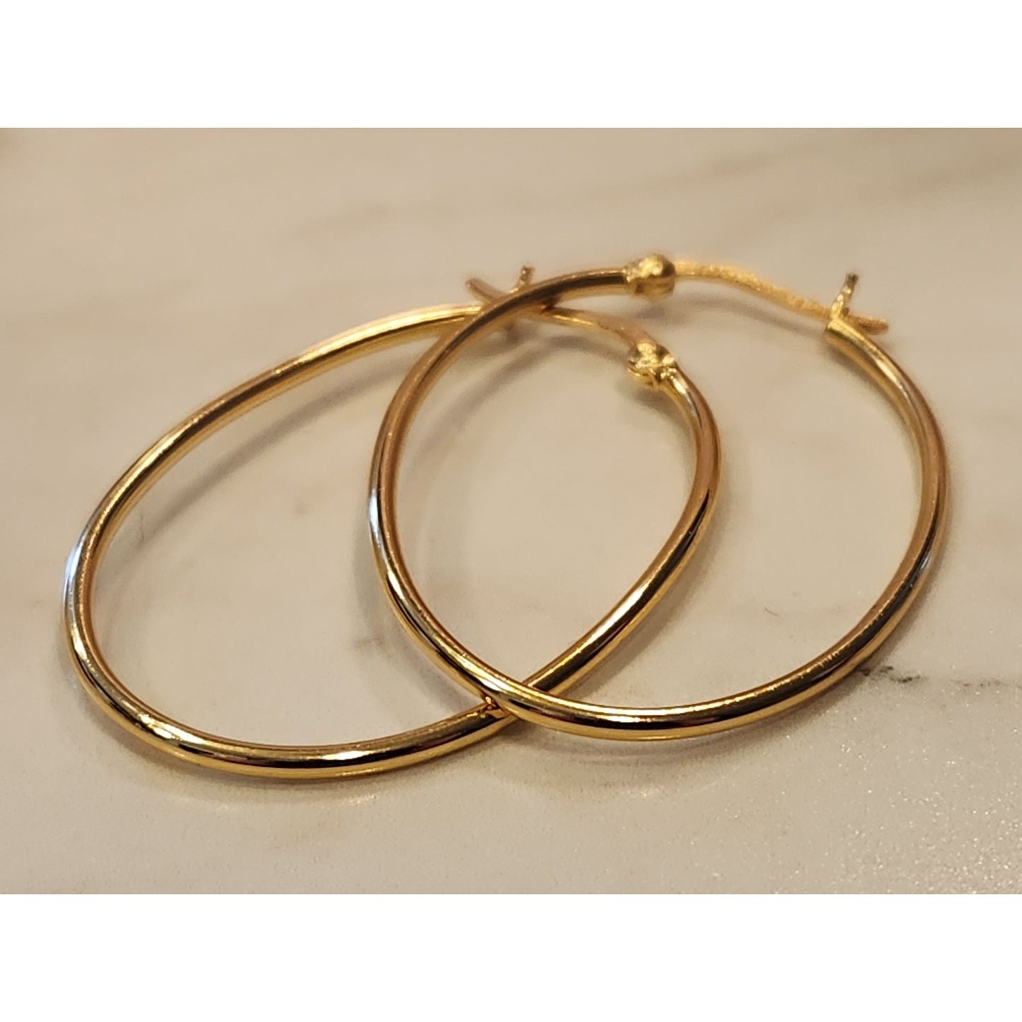 24 Karat Gold Over Sterling Oval Hoop Earrings Primavera Italy Dancecraft Co.