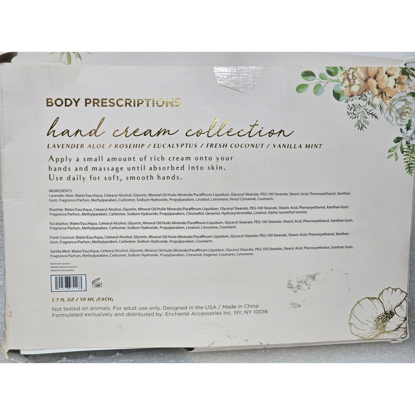 Body Prescriptions Hand Cream Collection Gift Set Lavender Rosehip Eucalyptus