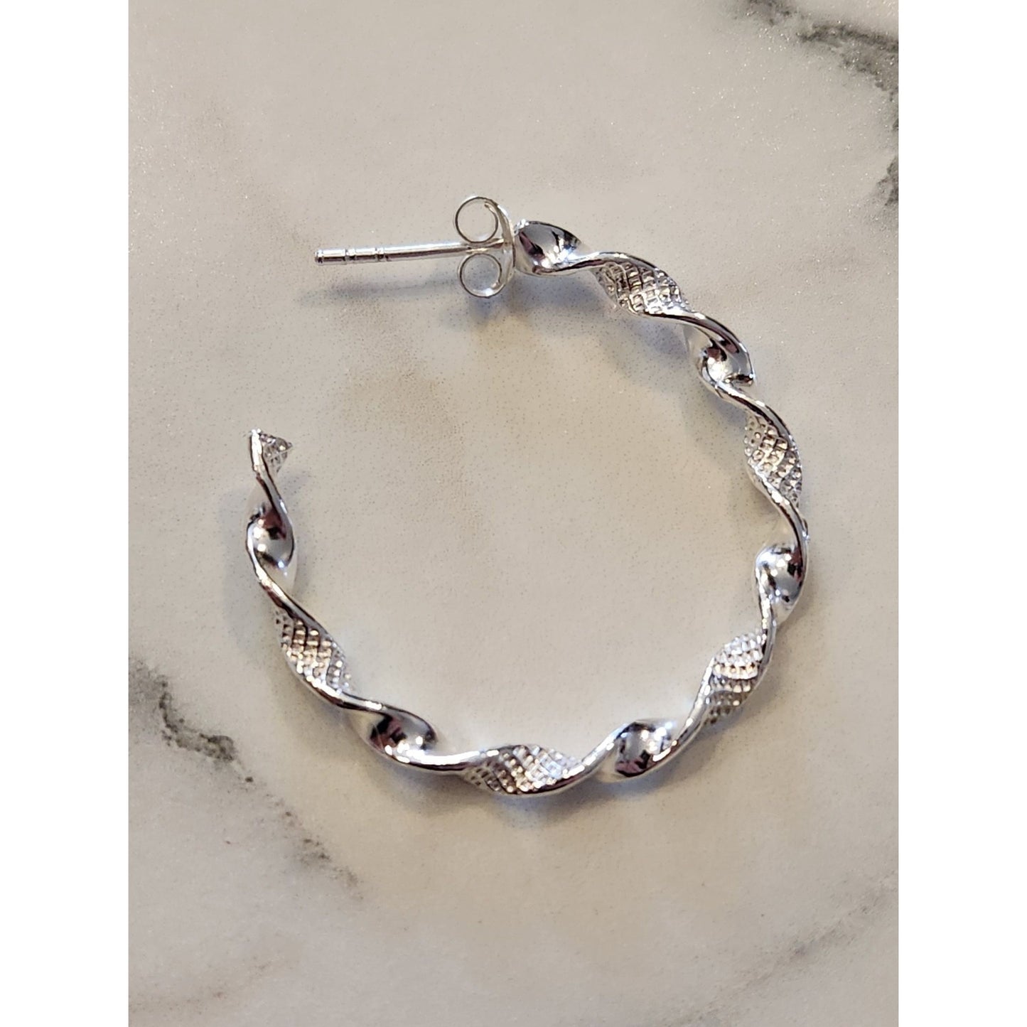 Sterling Silver Twisted Hoop Earrings
