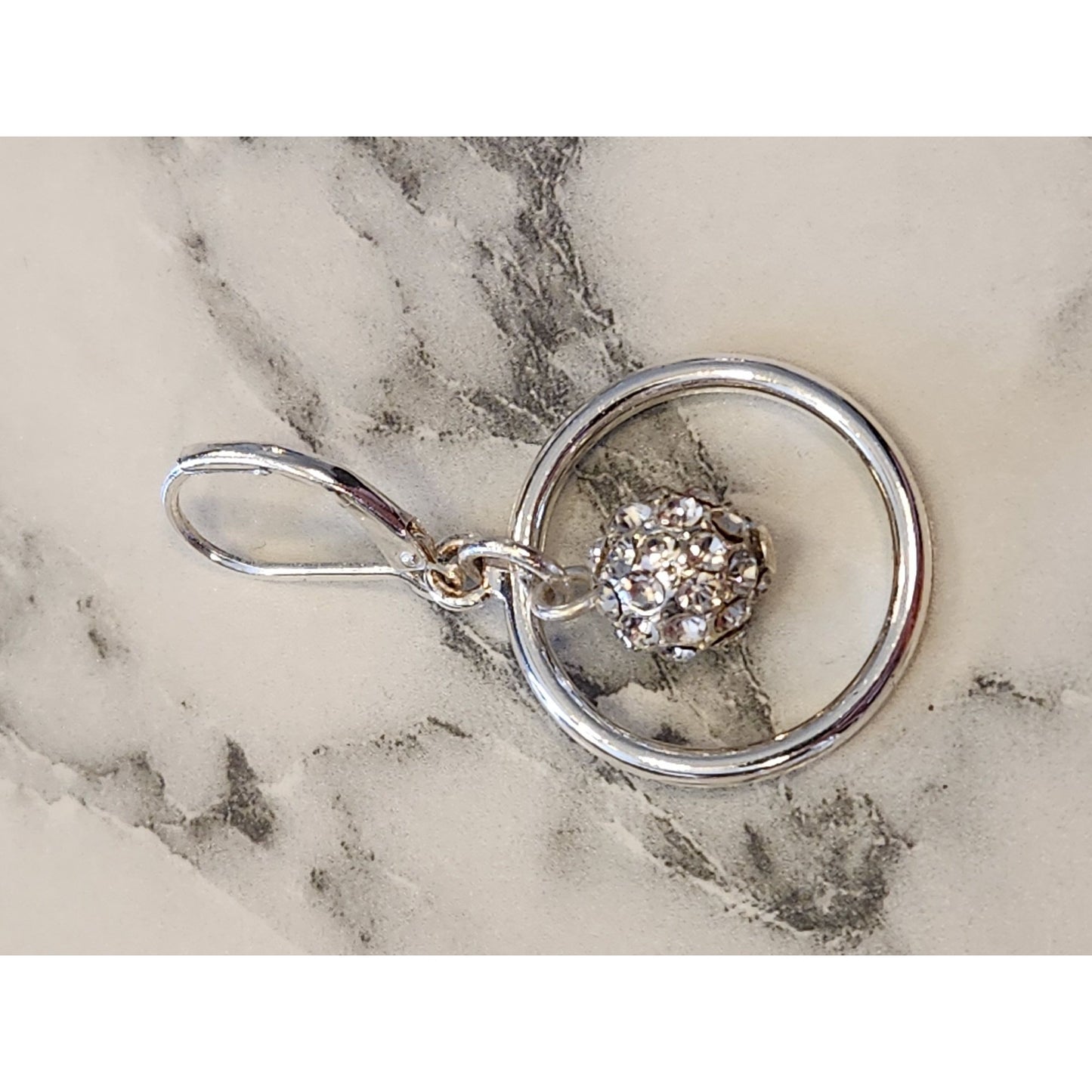 Gloria Vanderbilt Silver-Tone Crystal Ball Dangle Earrings With Circle Accent