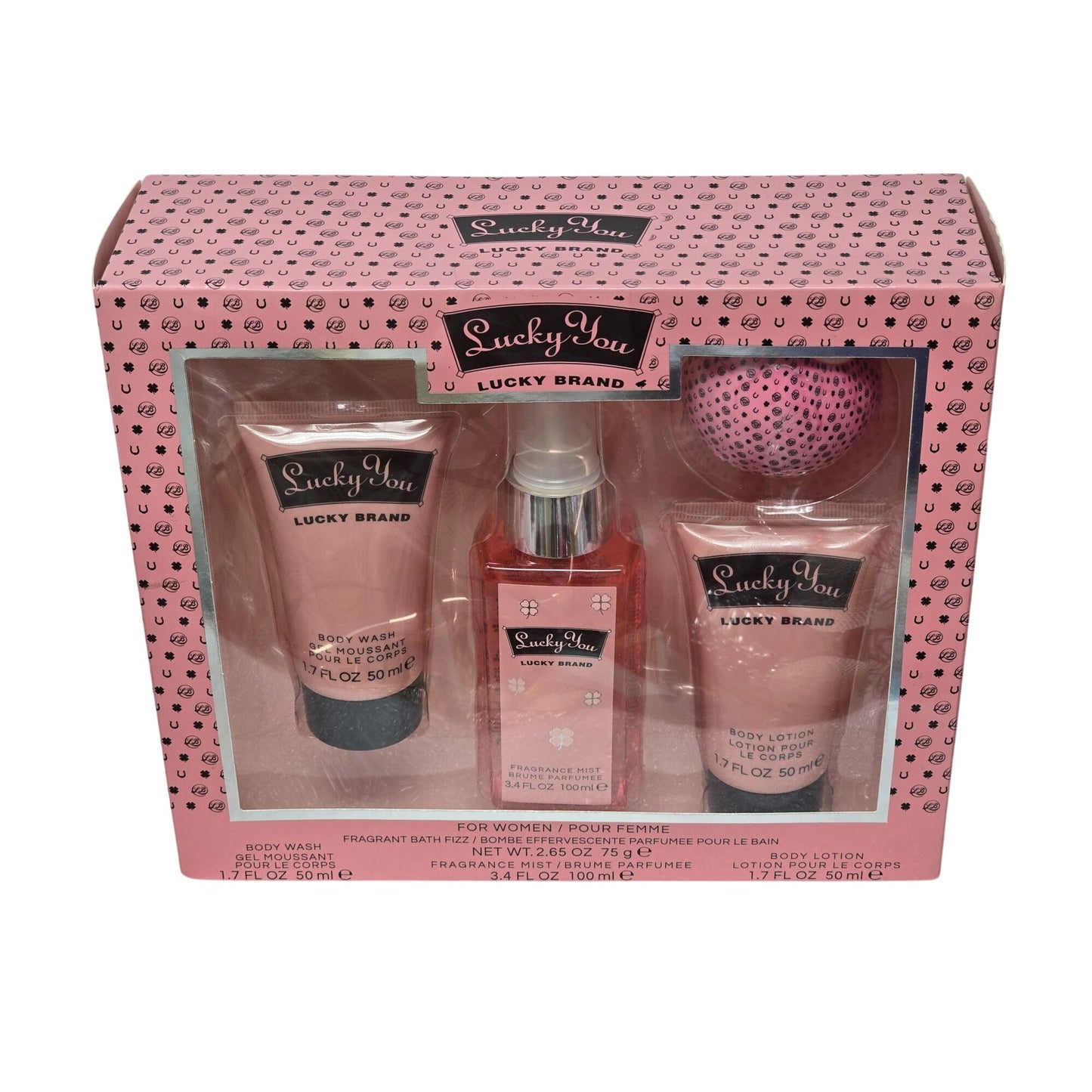 Lucky You Fragrance Gift Set Body Wash Fragrance Mist Lotion & Bath Fizz