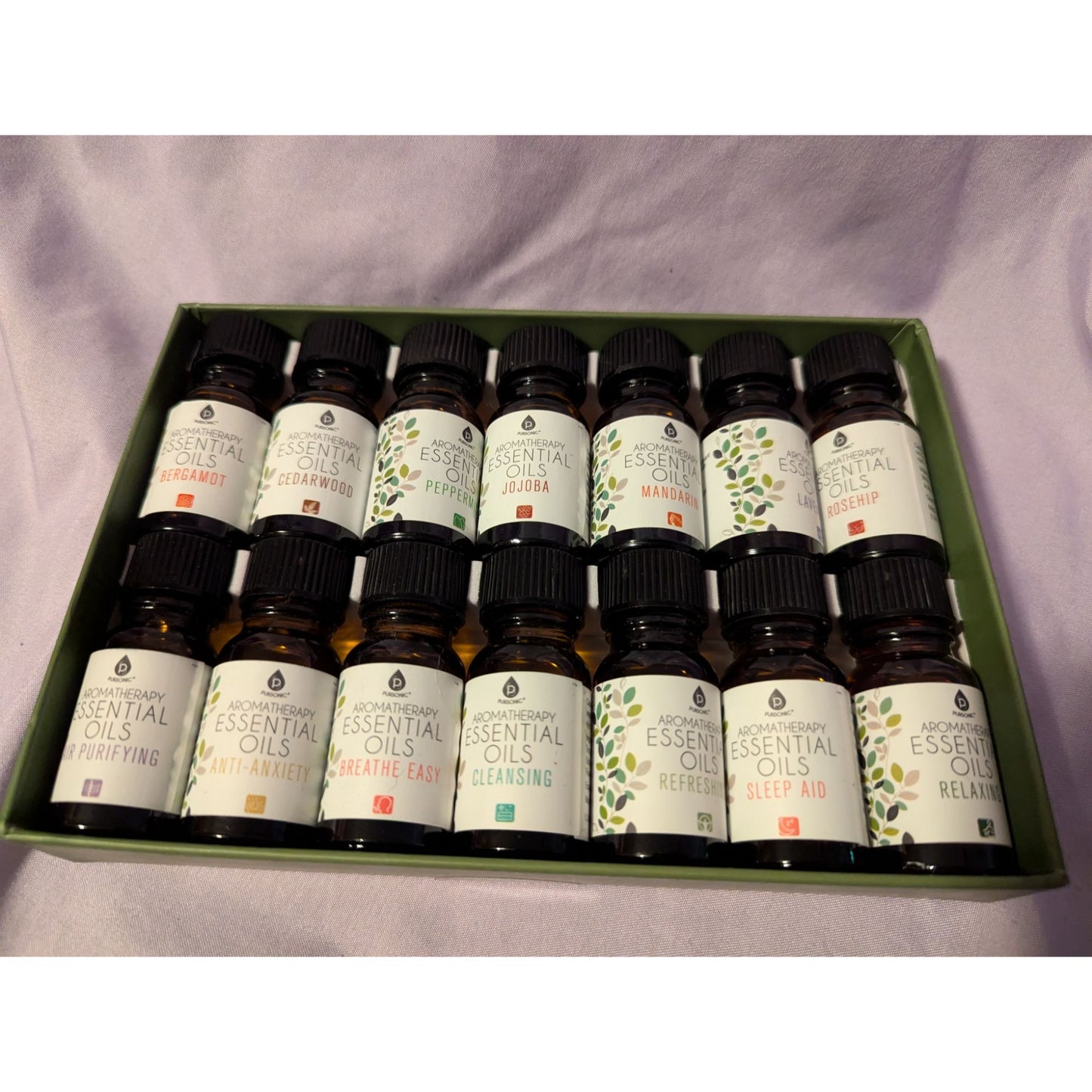 Pursonic Aromatherapy Essential Oils 14-Pack Gift Set Relaxing Purifying Scents