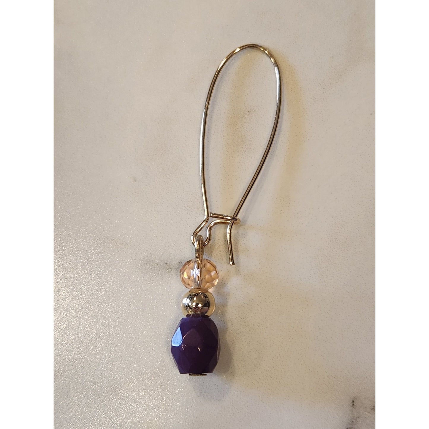 Napier Gold-Tone Drop Earrings With Purple & Peach Beads