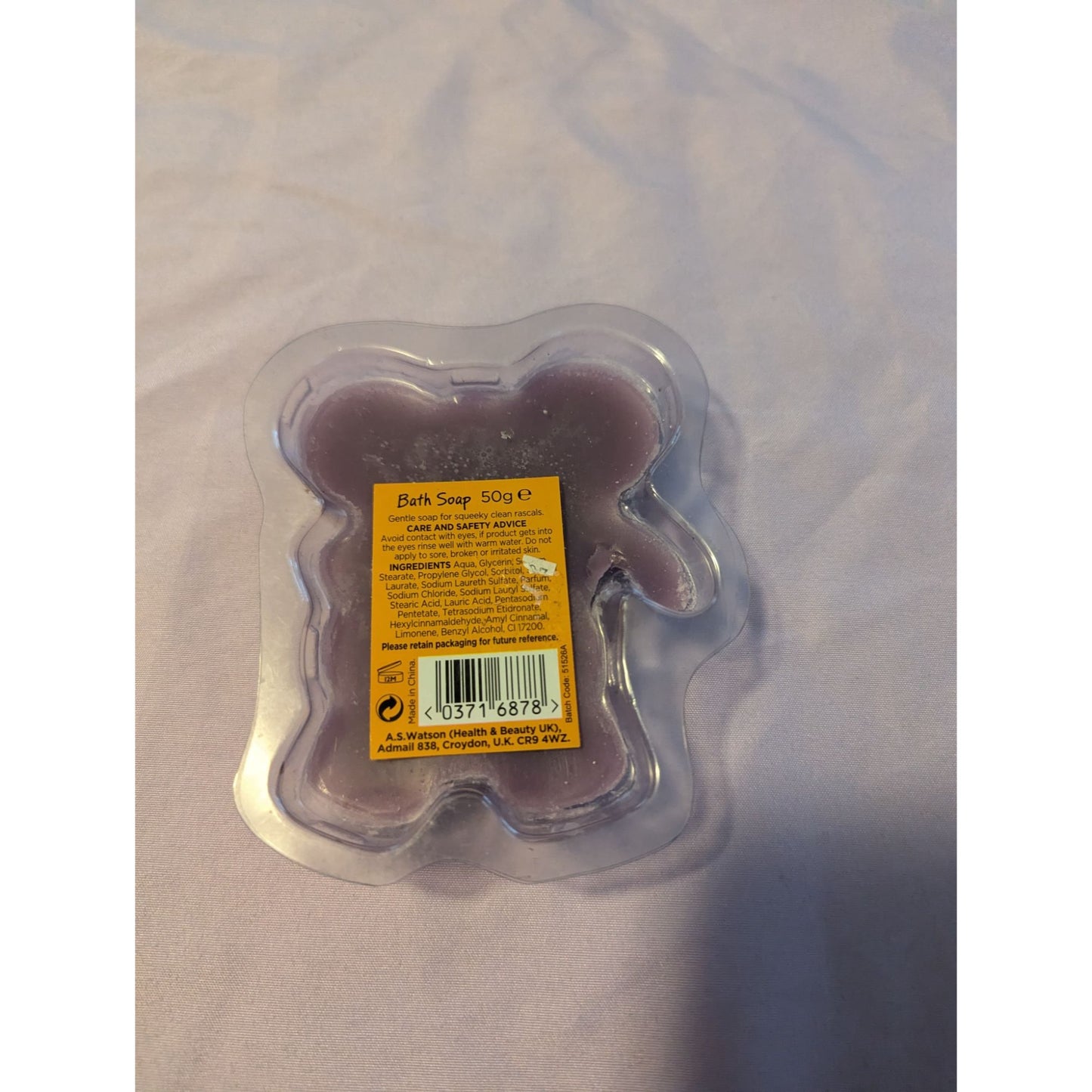 A.S. Watson Purple Elephant Shaped Bath Soap Gentle Cleansing For All Skin Types