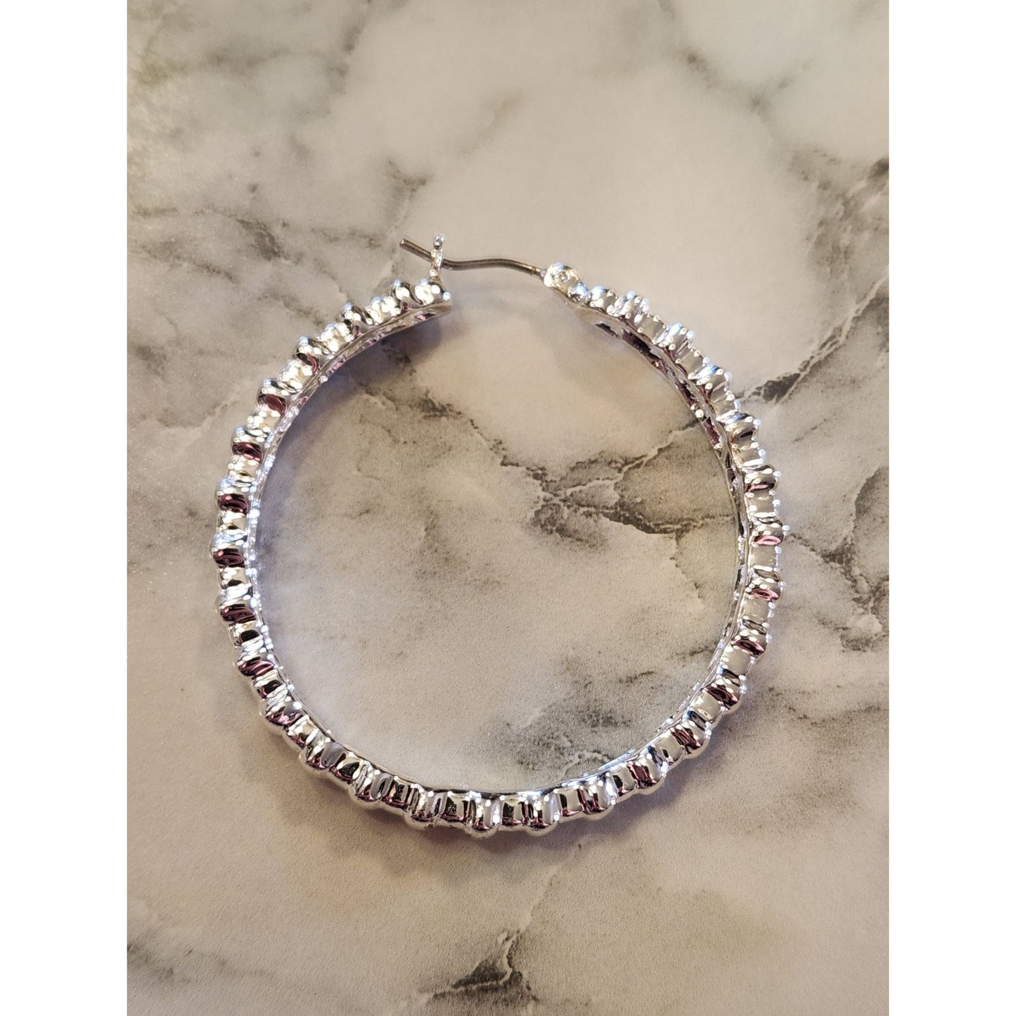 Gloria Vanderbilt Silver-Tone Textured Hoop Earrings