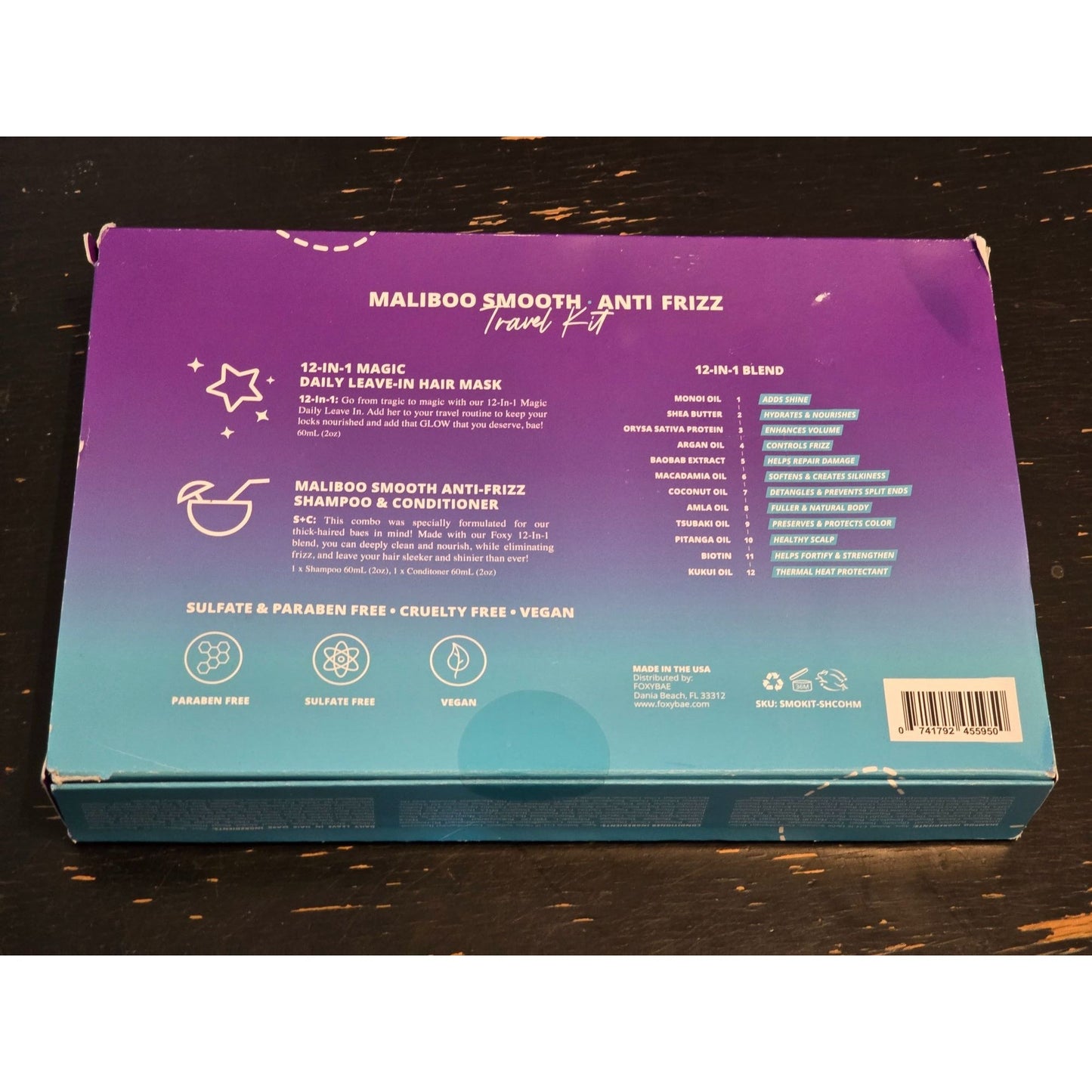 Foxybae Malibu Smooth + Anti-Frizz Travel Kit - Shampoo Conditioner & Hair Mask