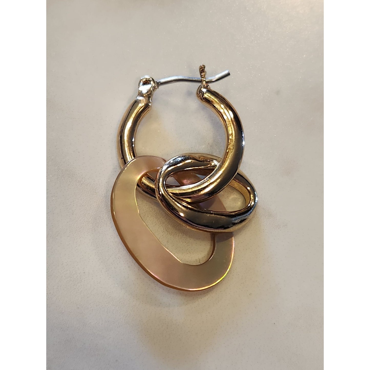 Dana Buchman Gold & Beige Interlocking Hoop Earrings