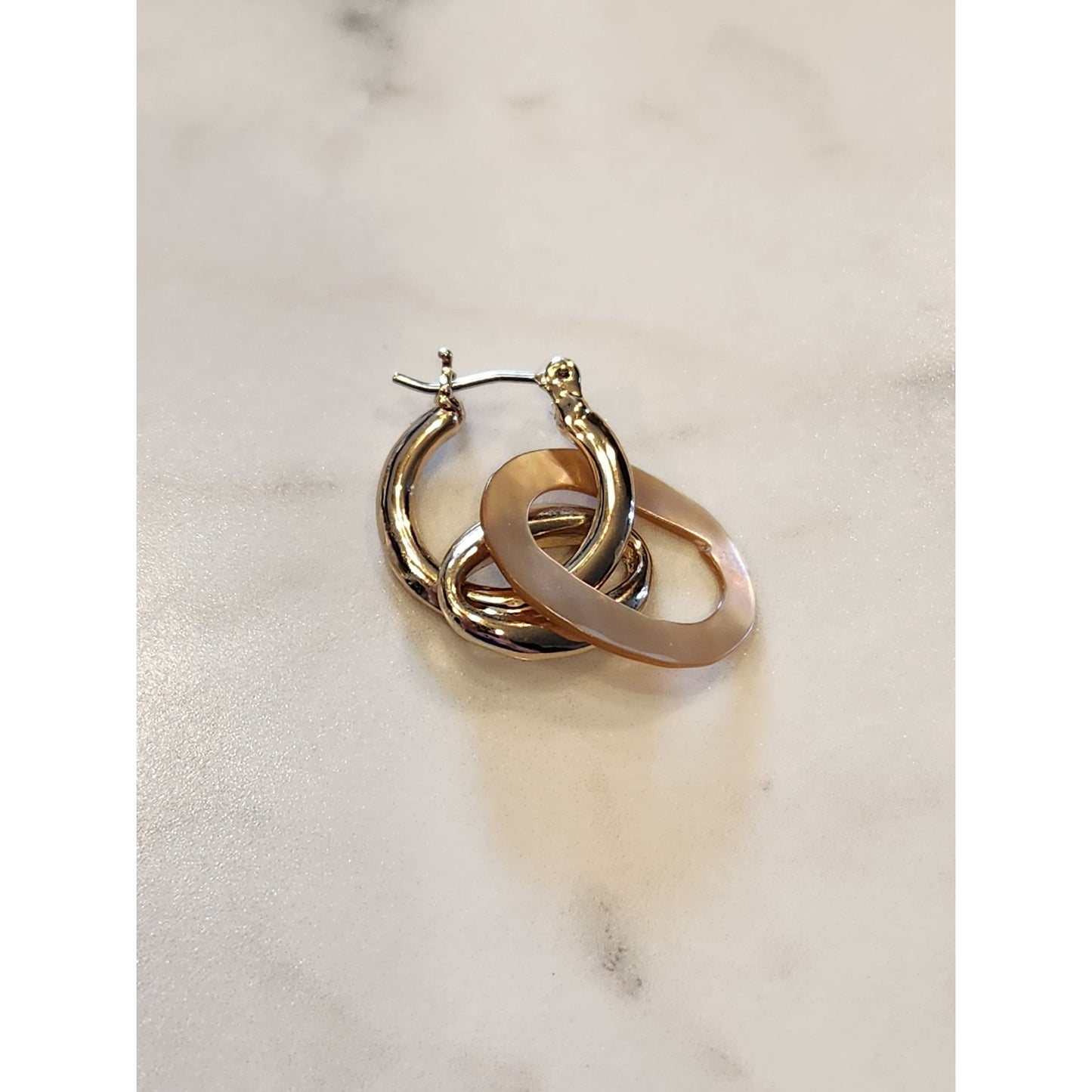 Dana Buchman Gold & Beige Interlocking Hoop Earrings