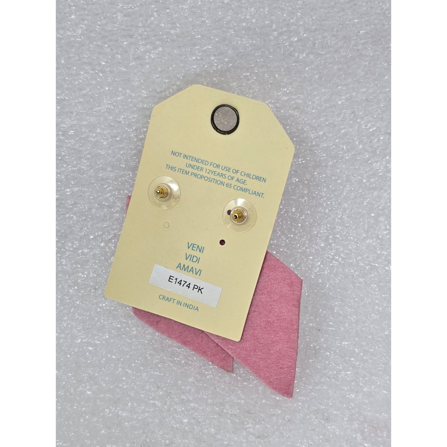 Pink & White Geometric Beaded Drop Earrings By Ciél