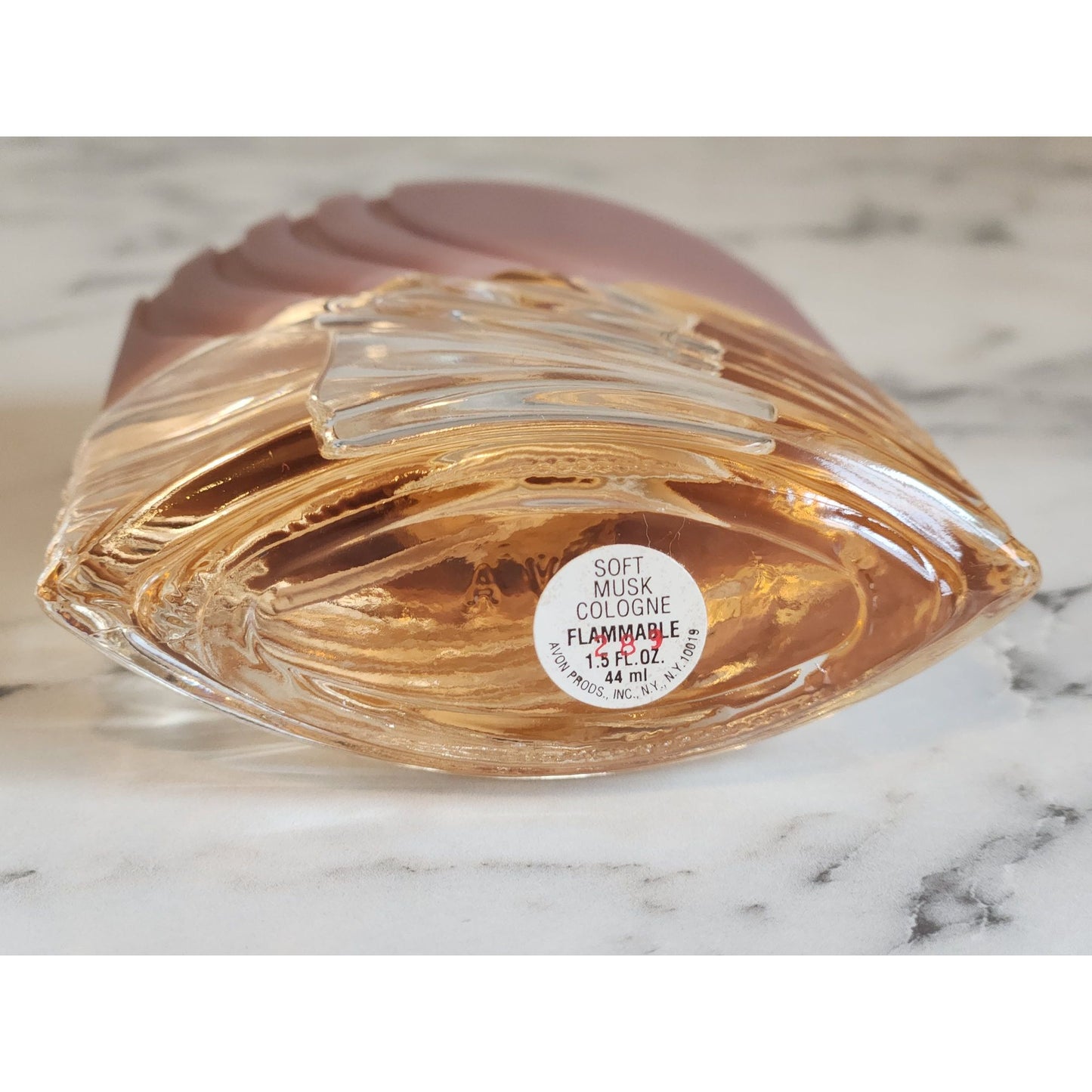 Avon Soft Musk Cologne Perfume Spray 1.5 Fl Oz Elegant Glass Bottle With Mauve