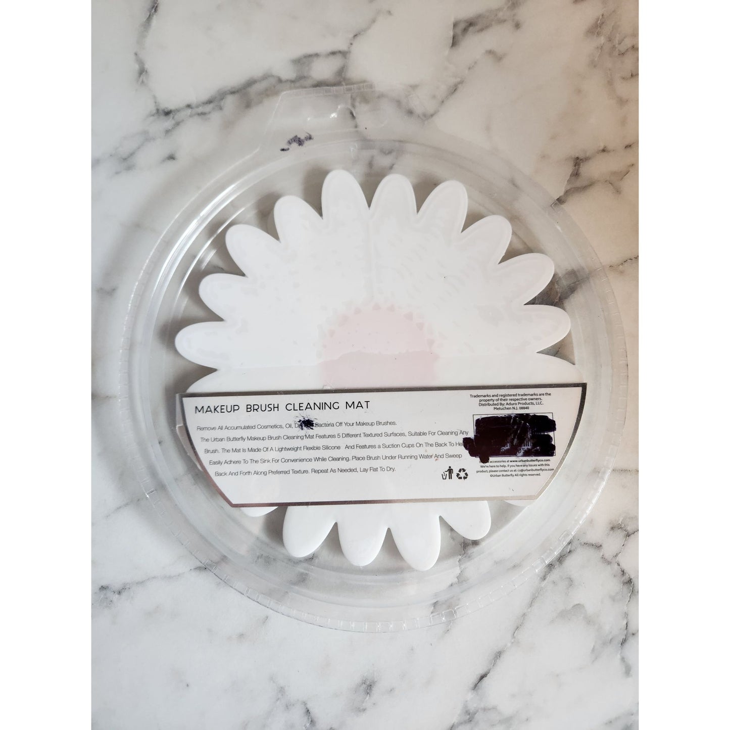 Urban Butterfly White Makeup Brush Cleaning Mat With Suction Cups