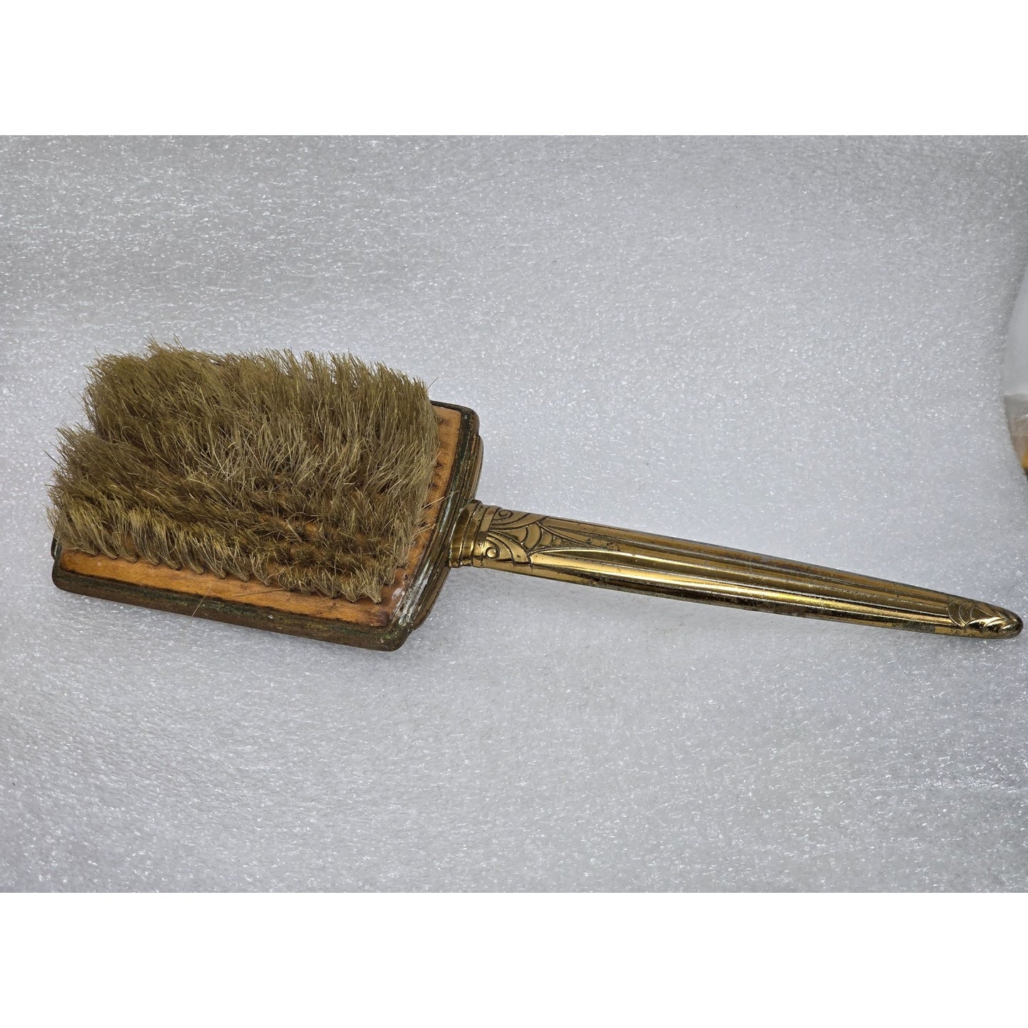 Vintage Ornate Vanity Hair Brush Blue Cameo Inlay Brass Handle Antique Style