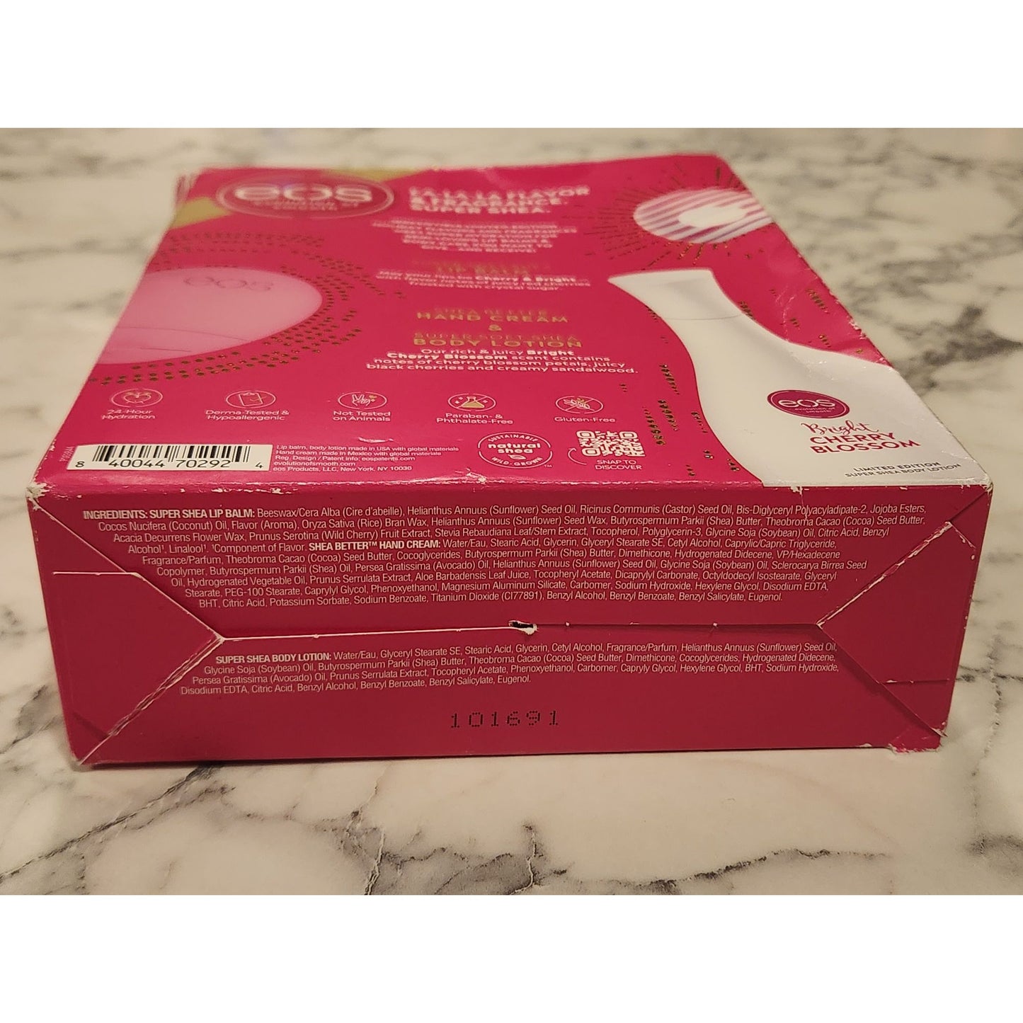 Eos Super Soft Shea Lip Balm Hand Cream & Body Lotion Trio Bright Cherry Blossom