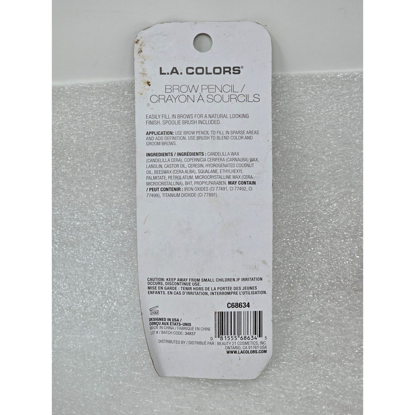 L.A. Colors Brow Pencil With Spoolie Dark Brown