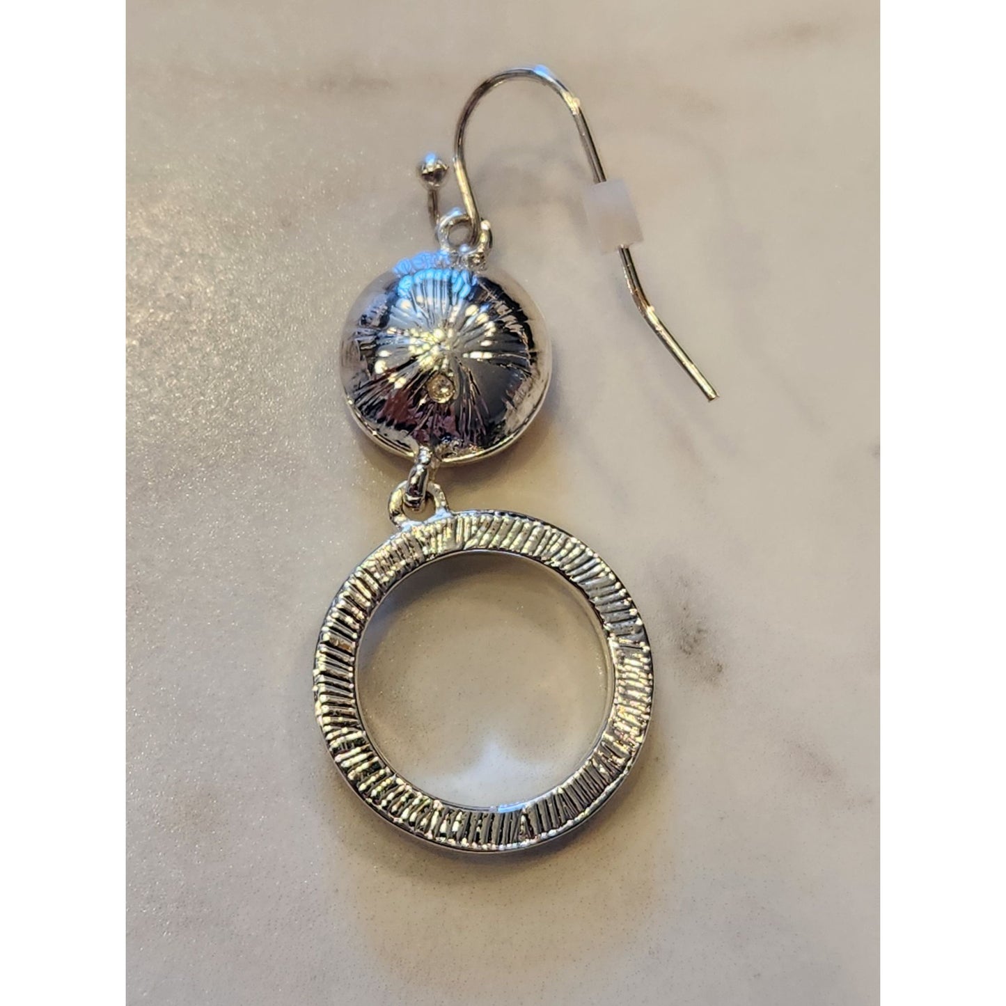 Napier Silver-Tone Drop Earrings With Red Faceted Stones & Clear Crystal Hoops