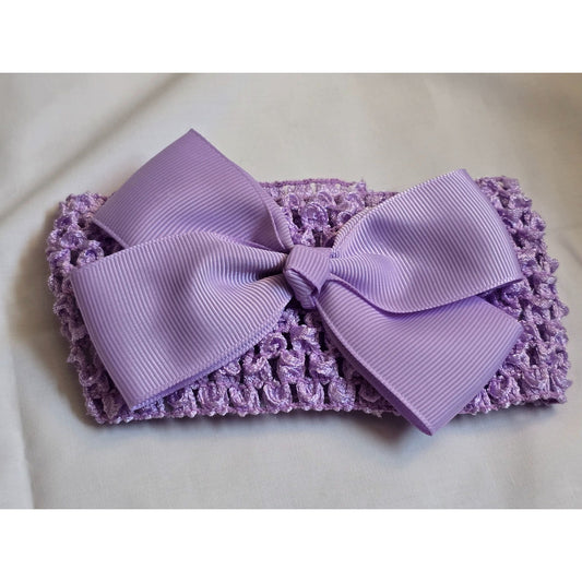 Purple Crochet Hairband With Large Bow For Infants & Toddlers