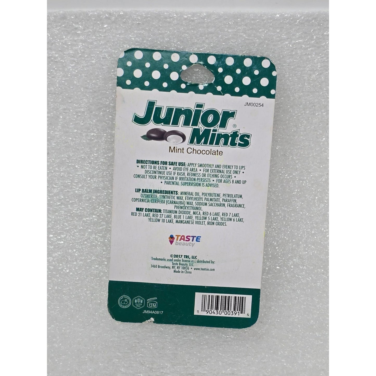 Junior Mints Mint Chocolate Flavored Lip Balm .14 Oz Hydrating Moisturizer
