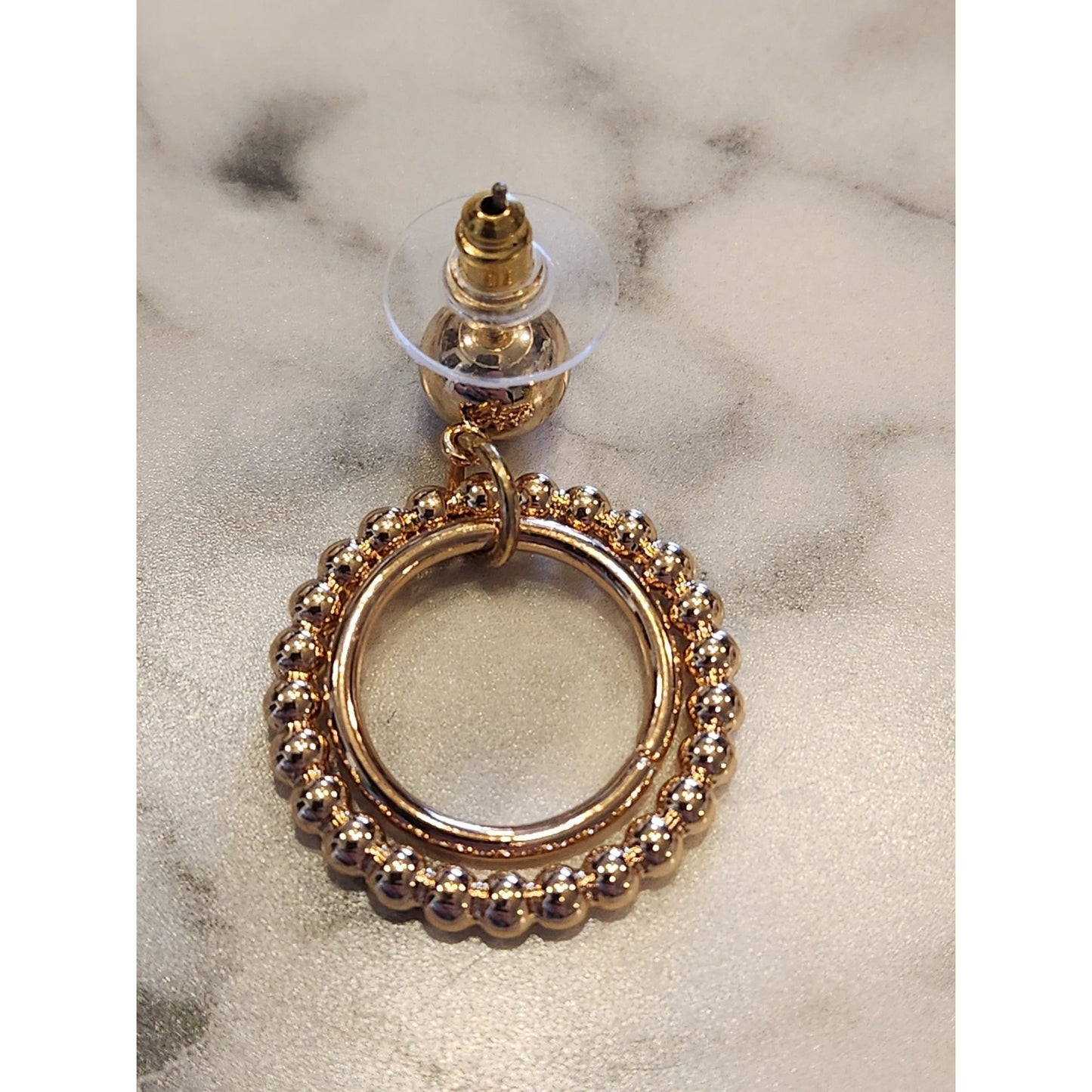 Gloria Vanderbilt Gold-Tone Beaded Double Circle Drop Earrings