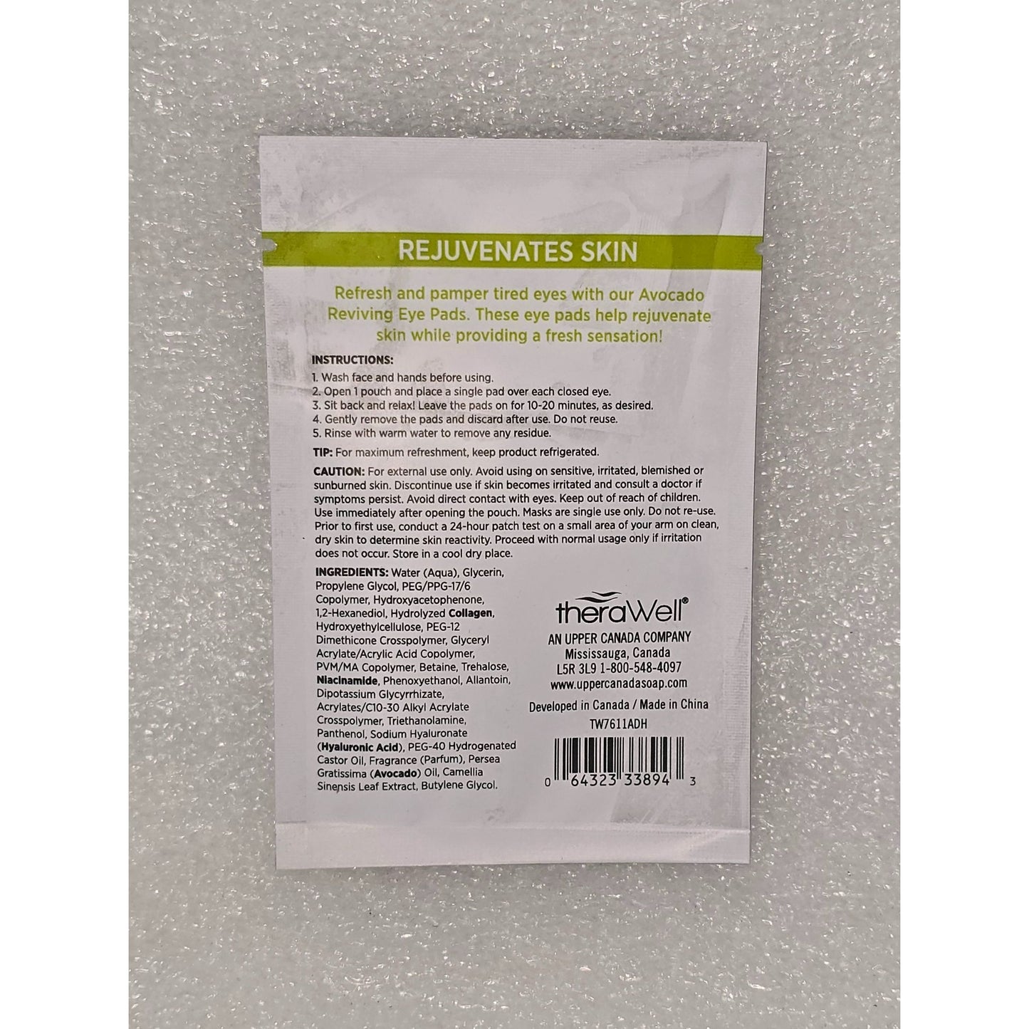 TheraWell Avocado Infused Reviving Eye Pads For Rejuvenating Skin