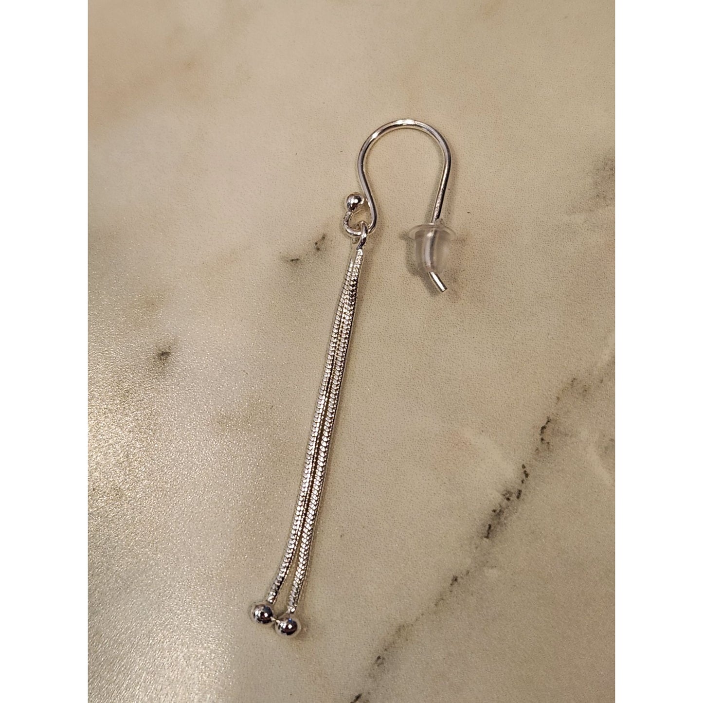 Sterling Silver Dangle Earrings With Chain Drop Design