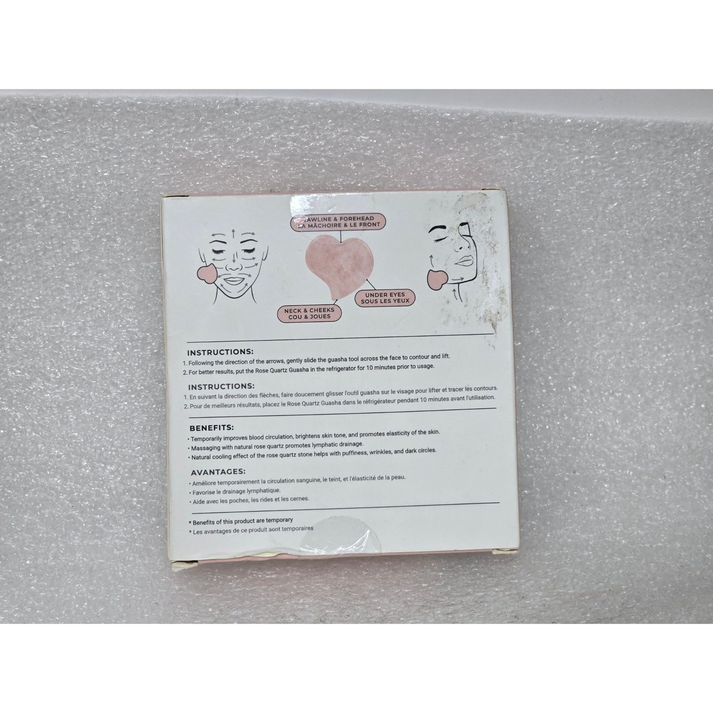 Lindo Rose Quartz Guasha Premium Facial Contour Massager For Skin Brightening