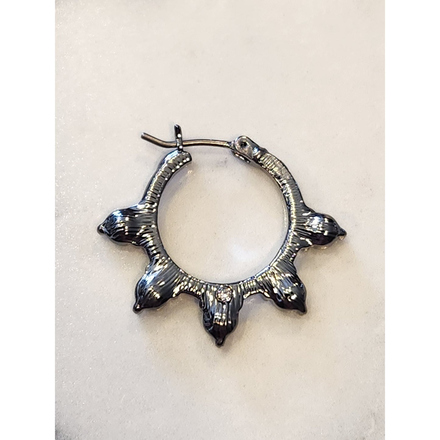 Napier Silver-Tone Hoop Earrings With Green & Clear Gemstone Accents