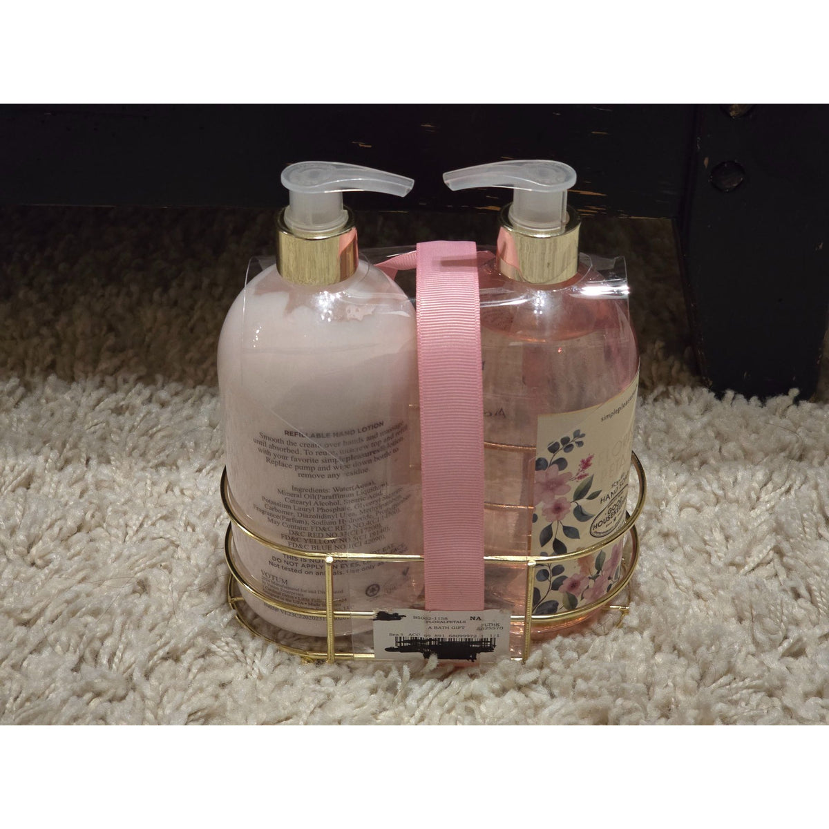 Simple Pleasures Floral Petals Hand Soap & Lotion Gift Set 16 oz With Gold Caddy