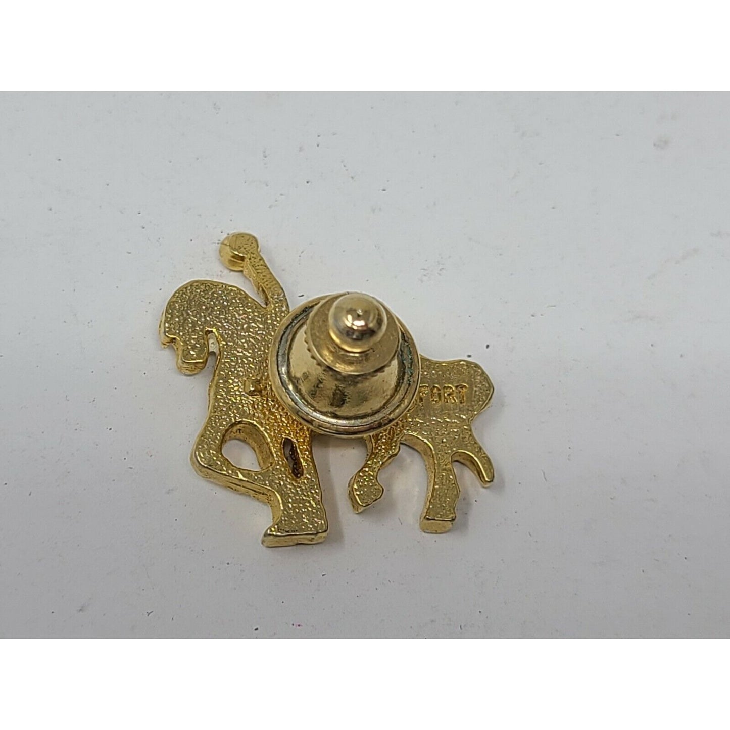 Vintage Carousel Horse Brooch Pin White Enamel Signed Fort