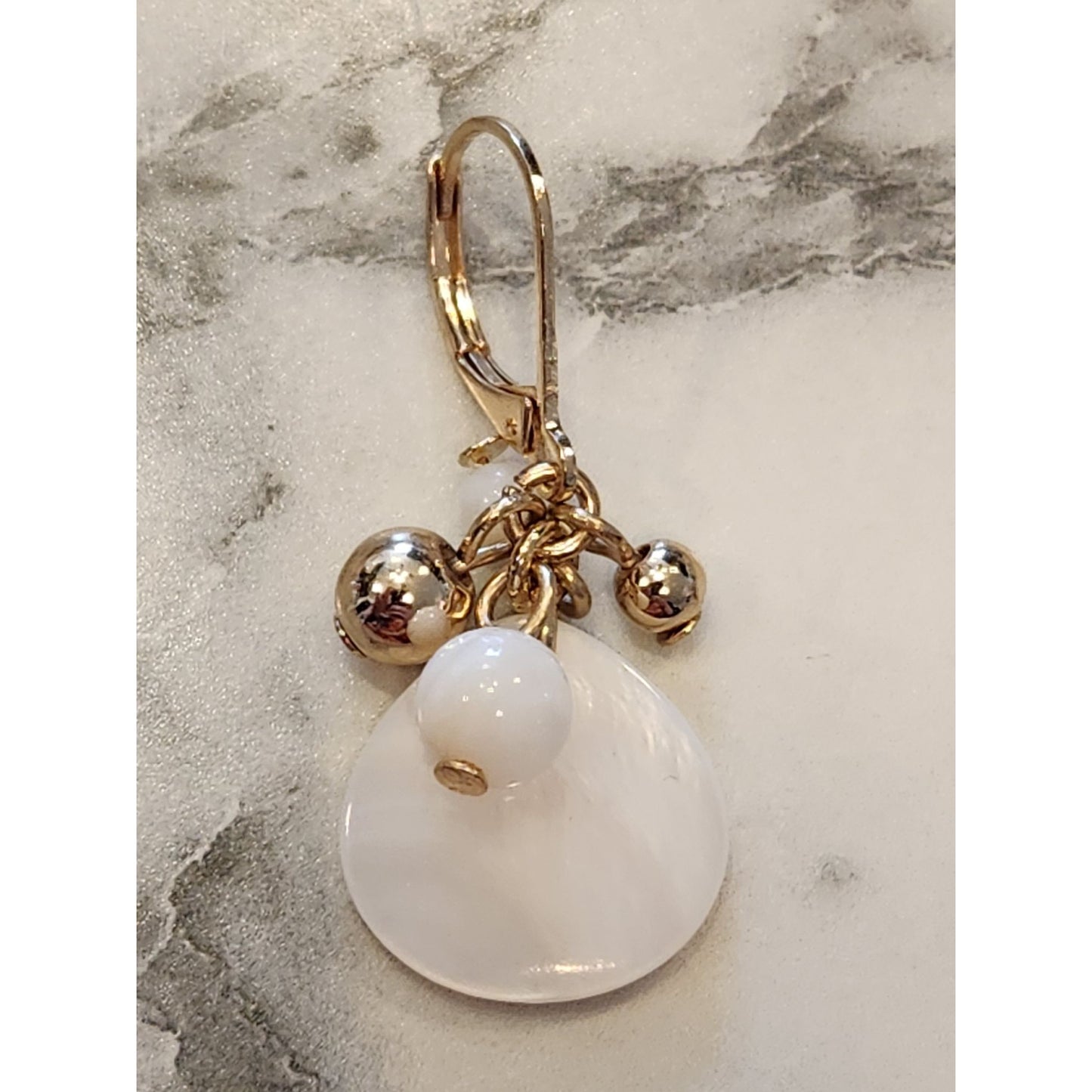 Dana Buchman Gold-Tone & White Beaded Drop Earrings With Hook Closure