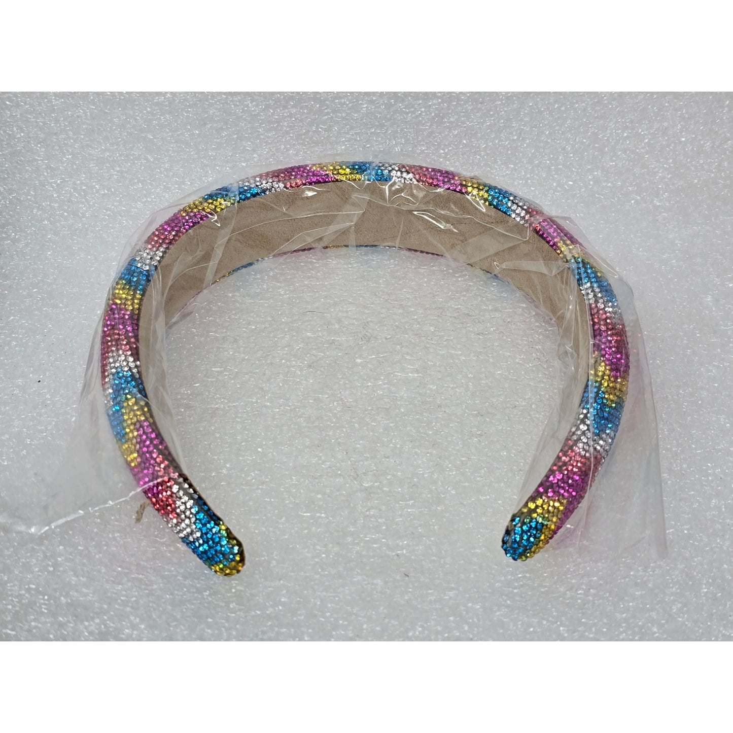 Colorful Rhinestone Embellished Wide Padded Headband Hairband Zigzag Pattern