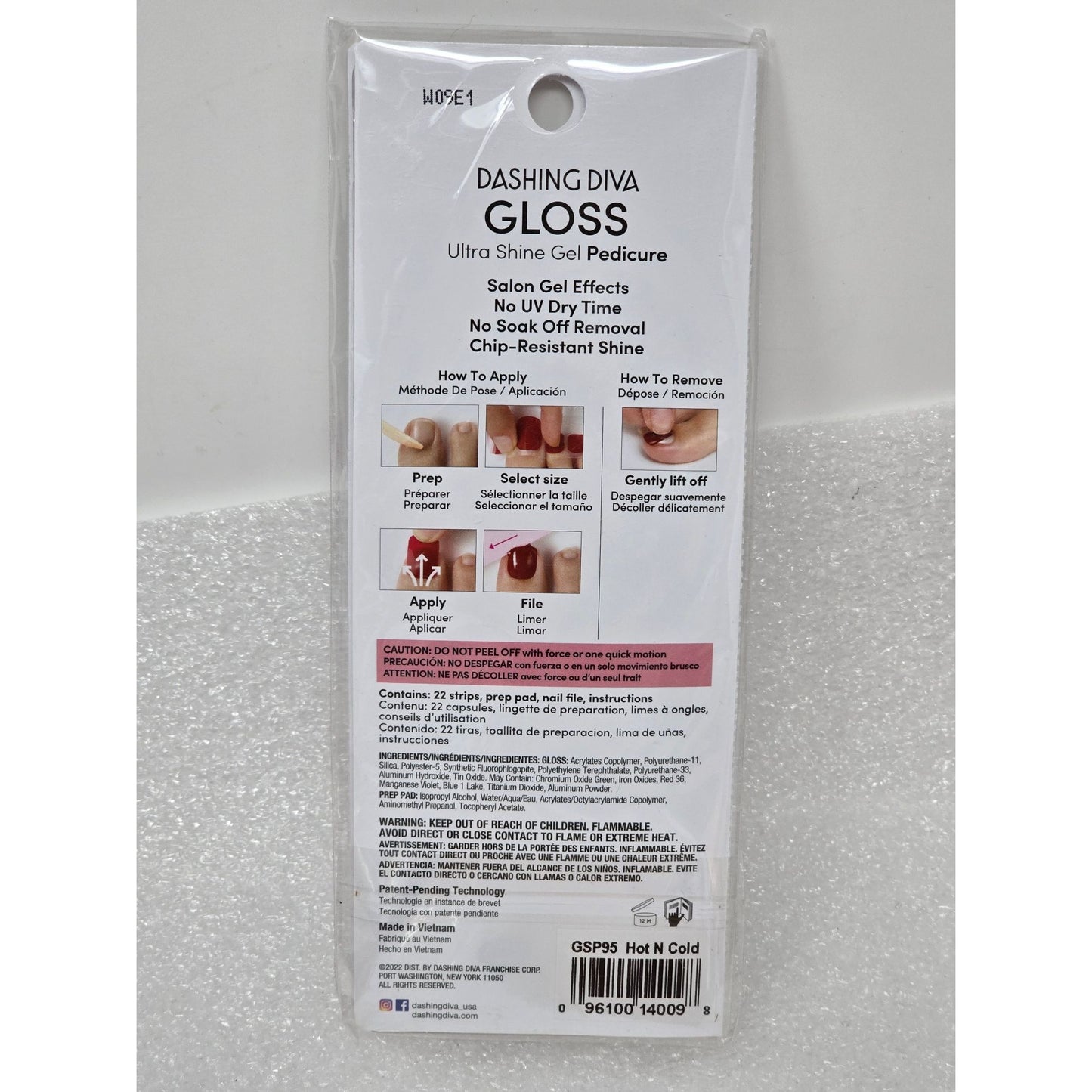 Dashing Diva Gloss Ultra Shine Gel Pedicure Nail Strips GSP95 Hot N Cold