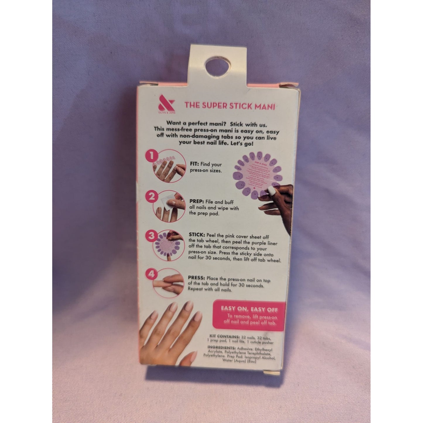 Olive & June Press-On Nails The Super Stick Mani Short Cat Eye Linear Hearts Off
