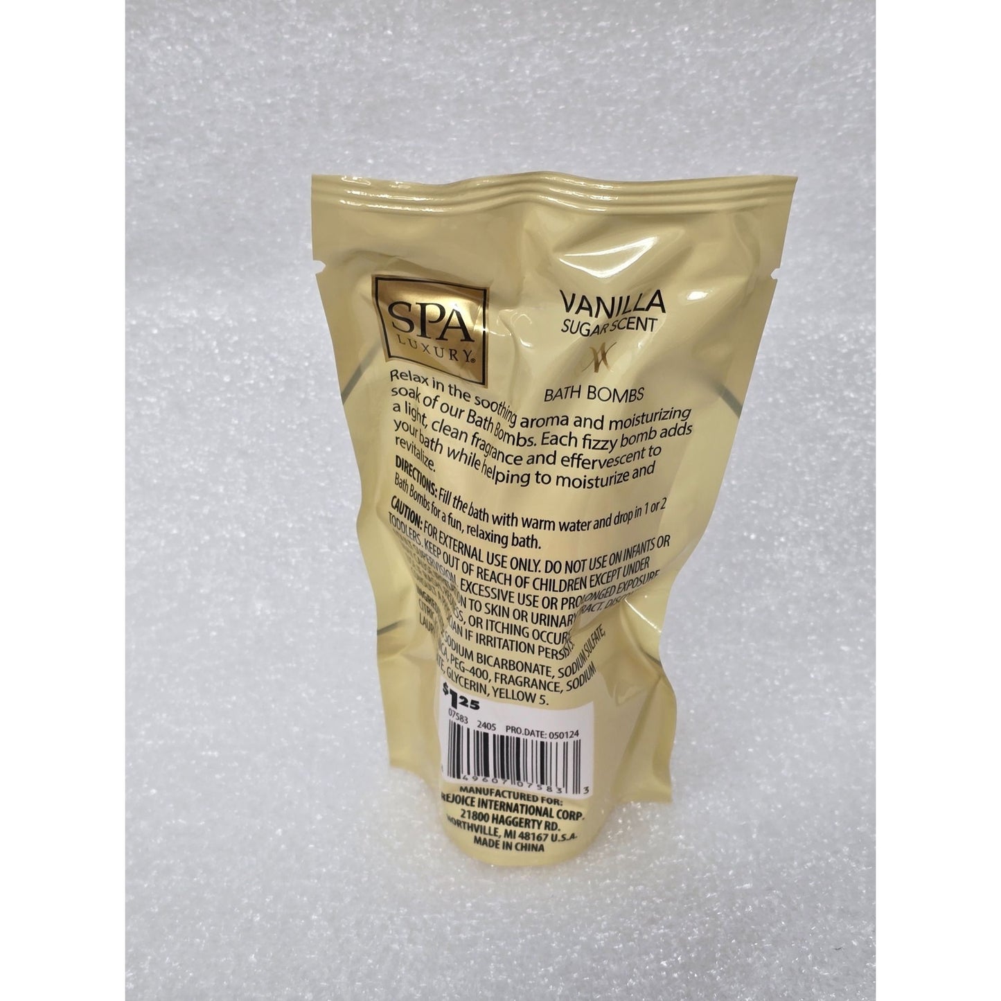 Spa Luxury Vanilla Sugar Scent Glitter Bath Bombs 3.5 Oz Set Of 2