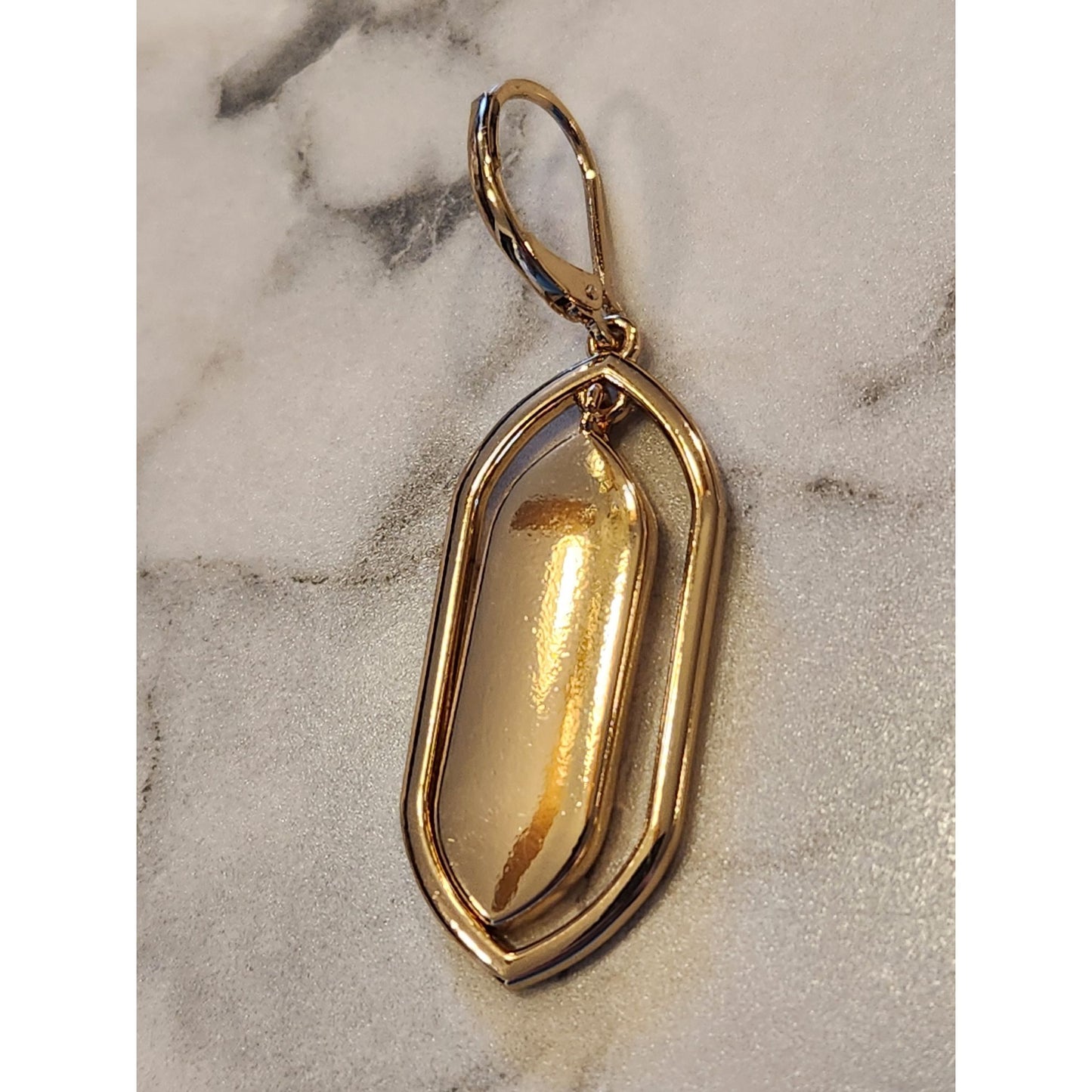 Gold-Tone Chaps Drop Earrings With Abalone Shell Accents