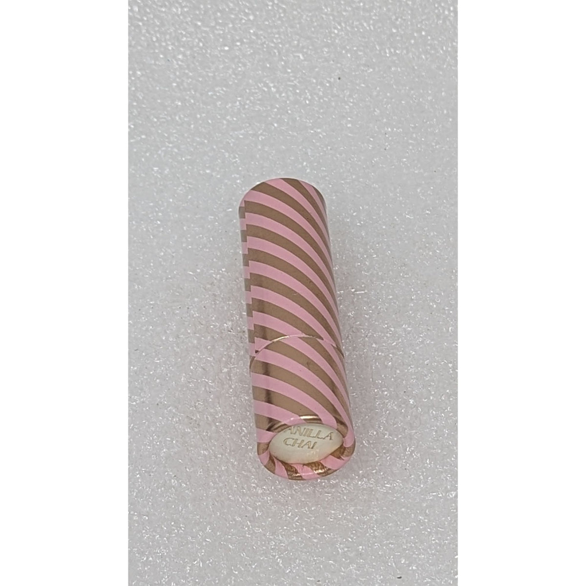 Vanilla Chai Scented Lip Balm Moisturizing & Long-Lasting Pink & Gold Striped