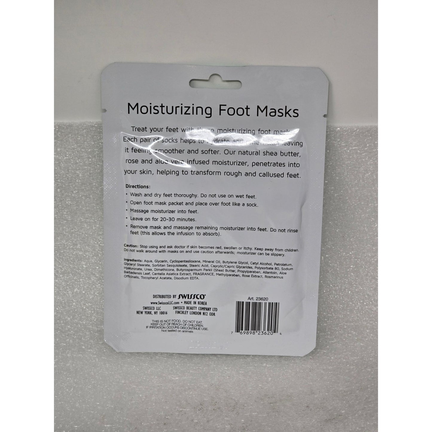 Precision Beauty Moisturizing Foot Masks Shea Butter Rose & Aloe Vera 1 Pair