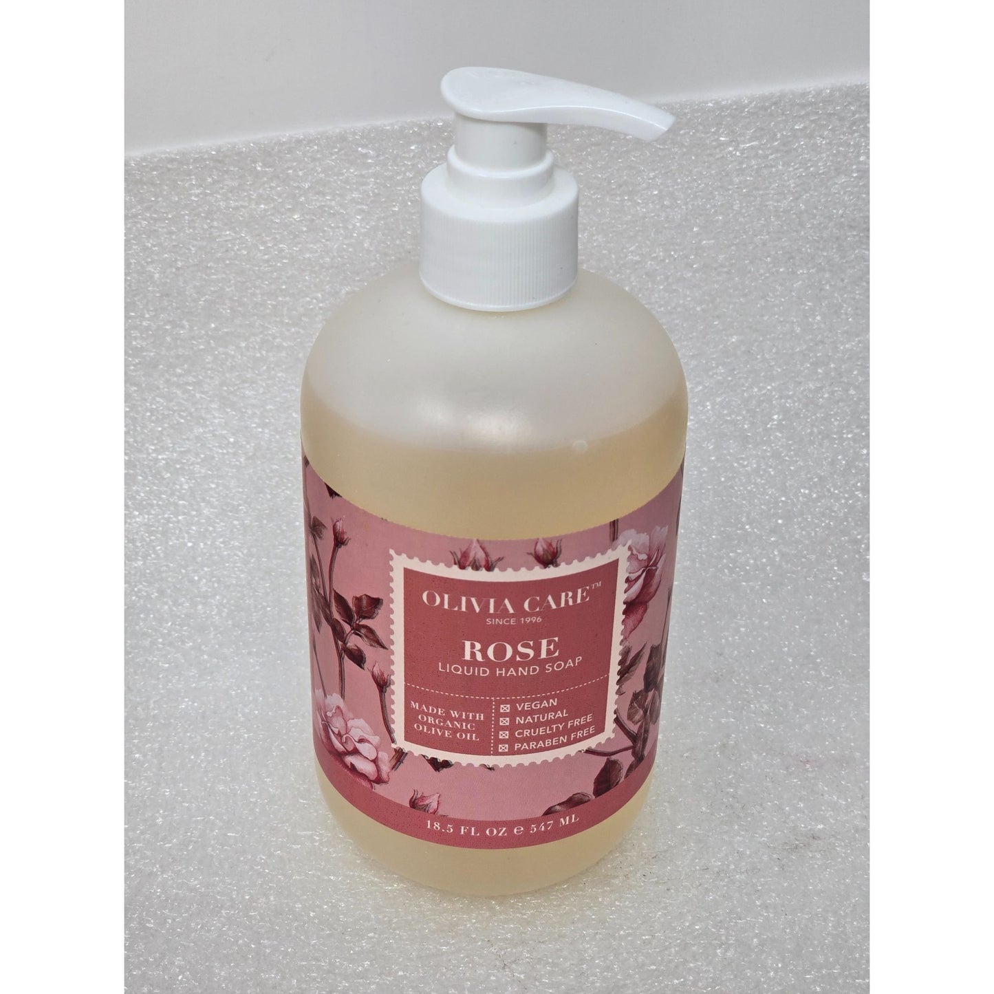 Olivia Care Rose Liquid Hand Soap 18.5 Fl Oz Vegan Natural Cruelty-Free