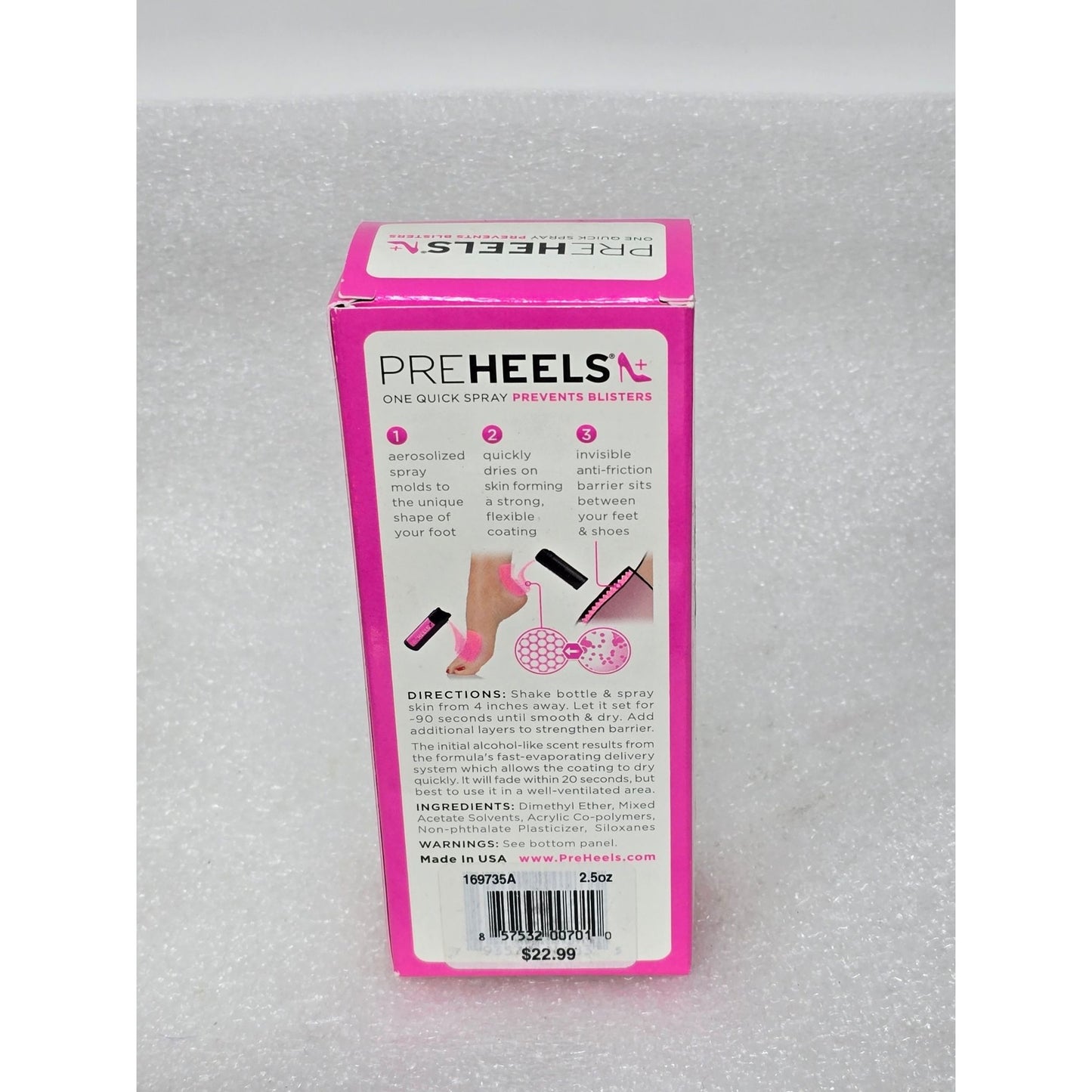 Pre Heels + Blister Prevention Spray 2.5 oz Anti-Friction Invisible Barrier Flex