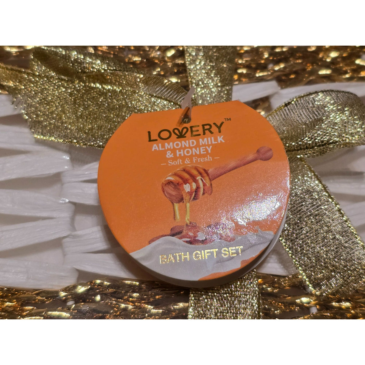 Lovery Almond Milk & Honey Bath Gift Set Spa Basket 9 Pc