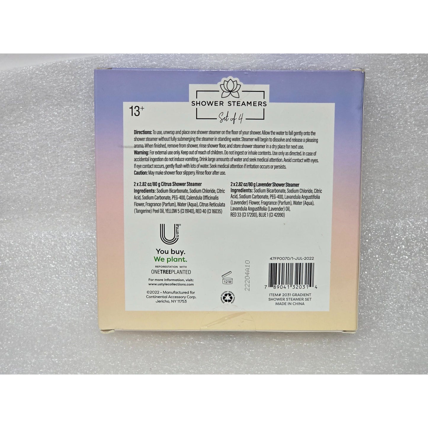 U Style Shower Steamers Set Of 4 Citrus & Lavender Aromatherapy 2.82 Oz Each