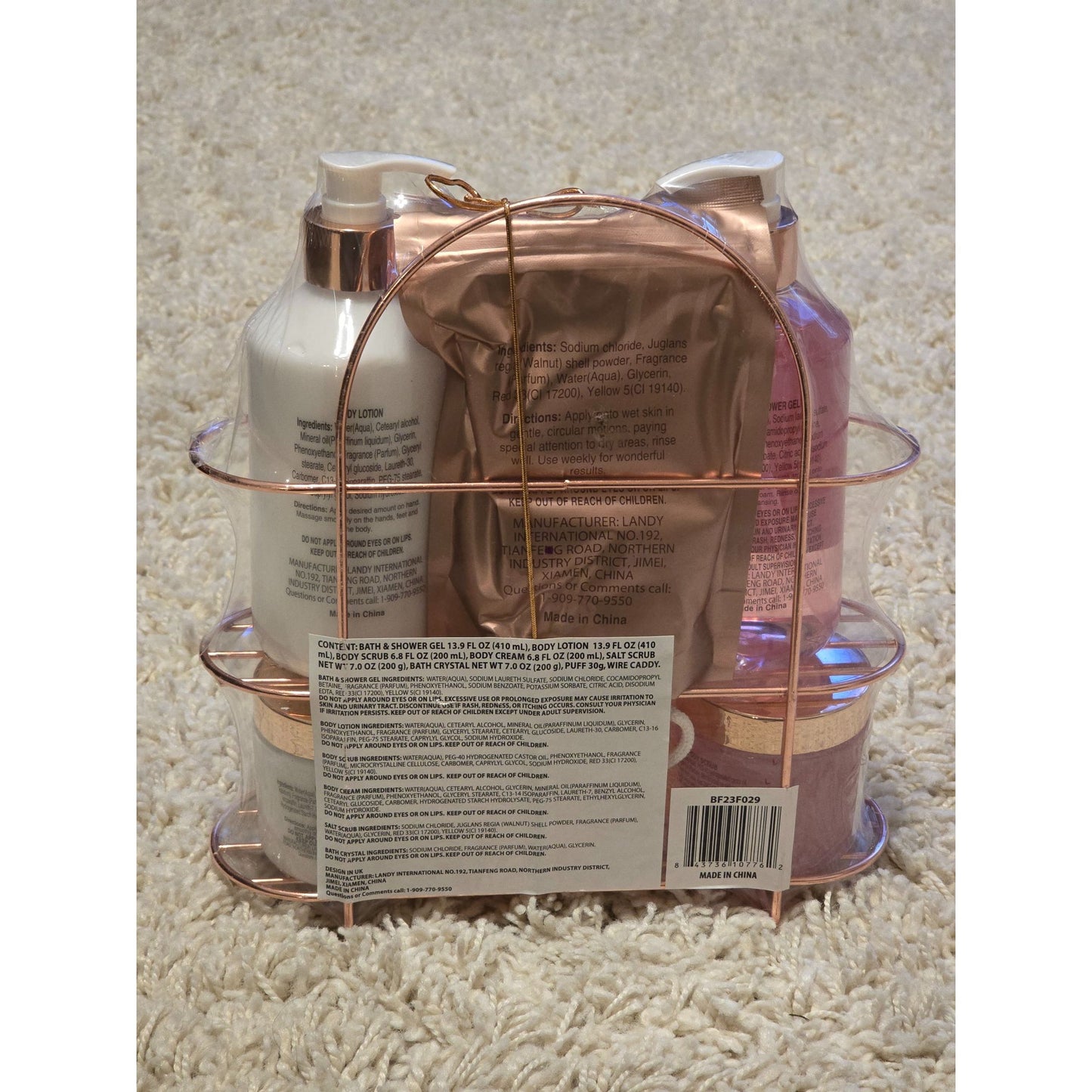 Bloomfield Relaxing Bath & Body Collection 8 Pc Rosewater Ivy Gift Set w/ Caddy