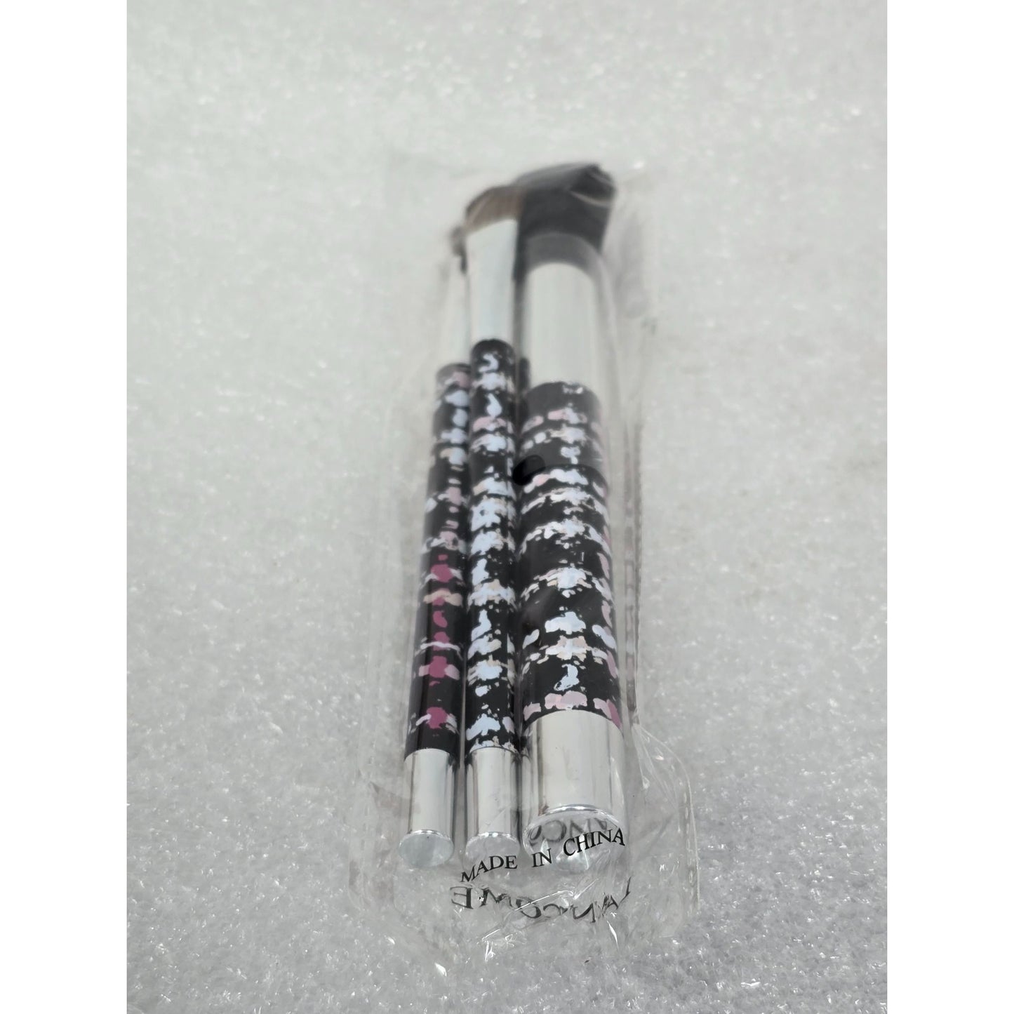 Lancôme Eye Eyeshadow & Face Powder Makeup Brush Set 3 Piece Black & Silver