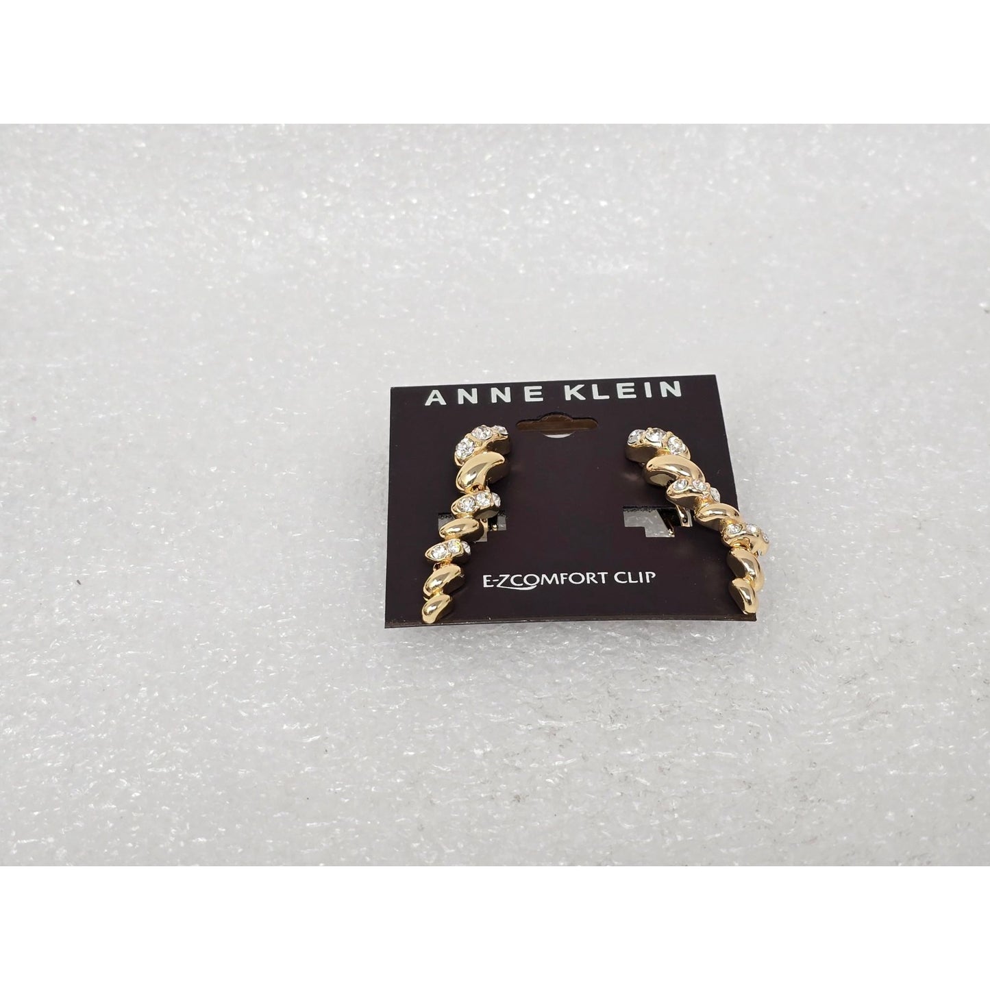 Anne Klein Gold-Tone Crystal Accented E-Z Comfort Clip On Earrings