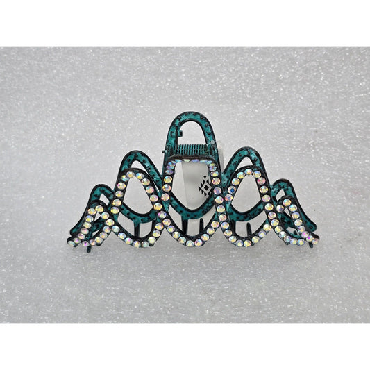 Rhinestone Wave Design Hair Claw Clip