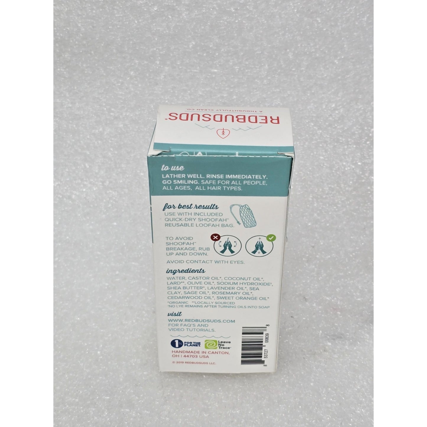 Redbudsuds Sea Clay Rest Day Shower Bar & Shoofah Pack Shave Shampoo/Conditioner